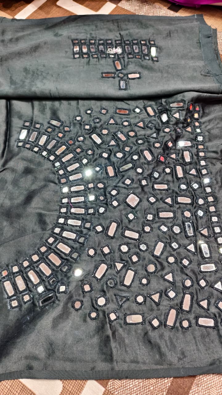 Pure Mashru Gaji Silk Hand Work Mirror Blouse