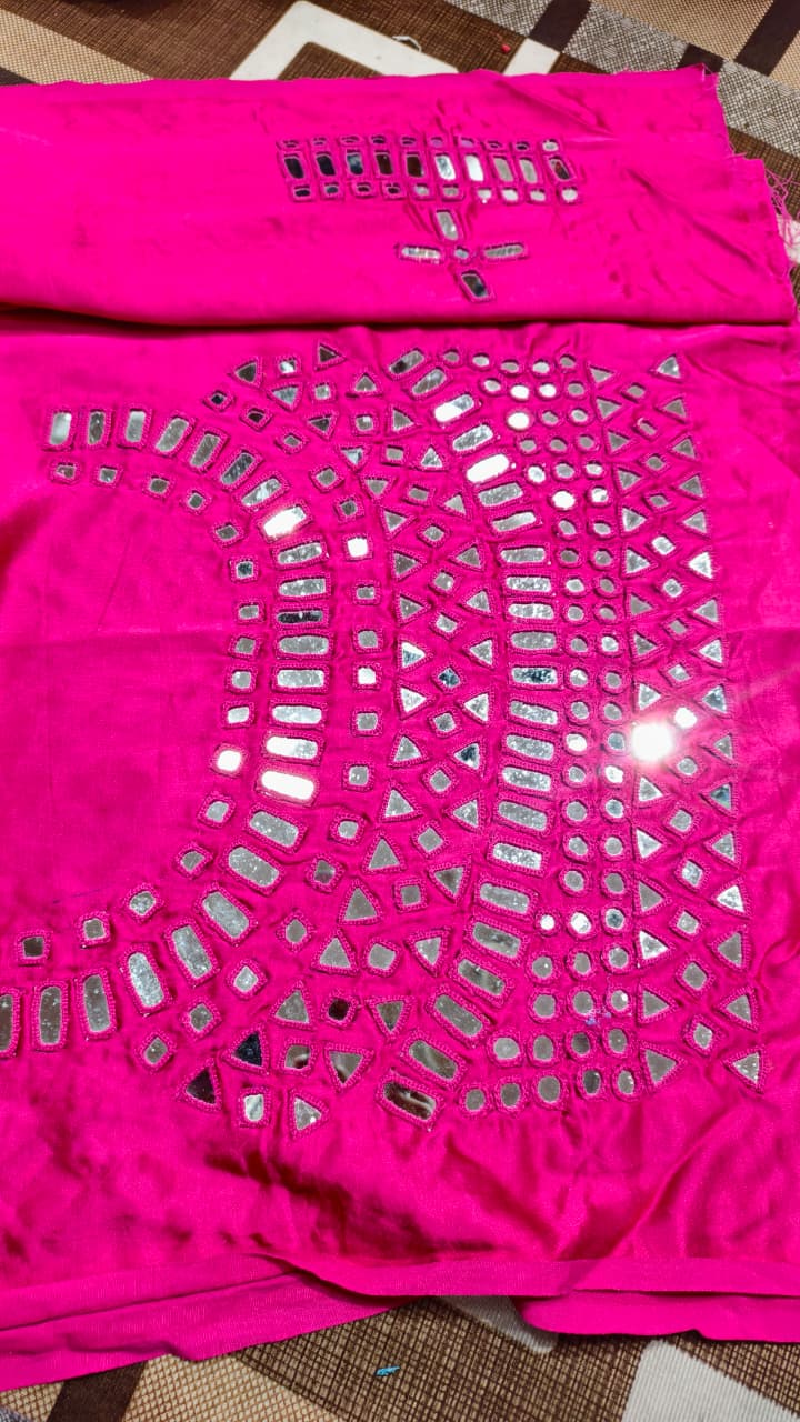 Pure Mashru Gaji Silk Hand Work Mirror Blouse