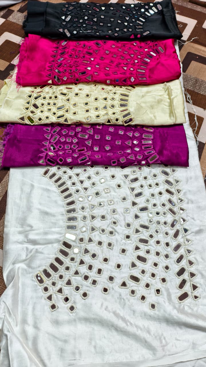 Pure Mashru Gaji Silk Hand Work Mirror Blouse