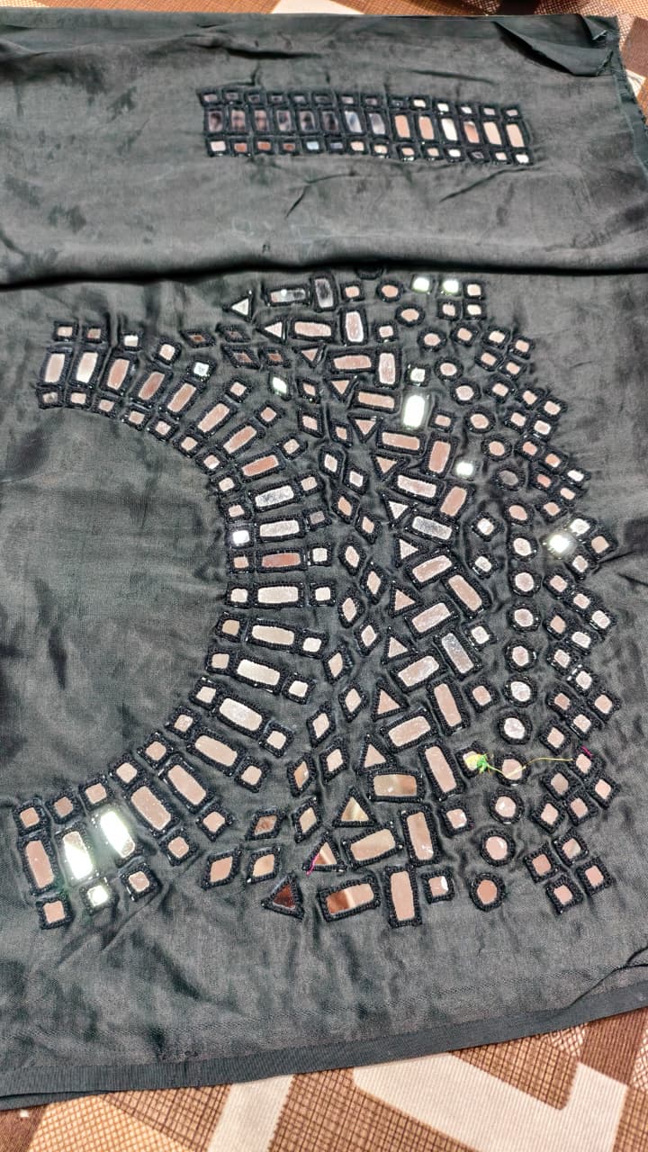 Pure Mashru Gaji Silk Hand Work Mirror Blouse