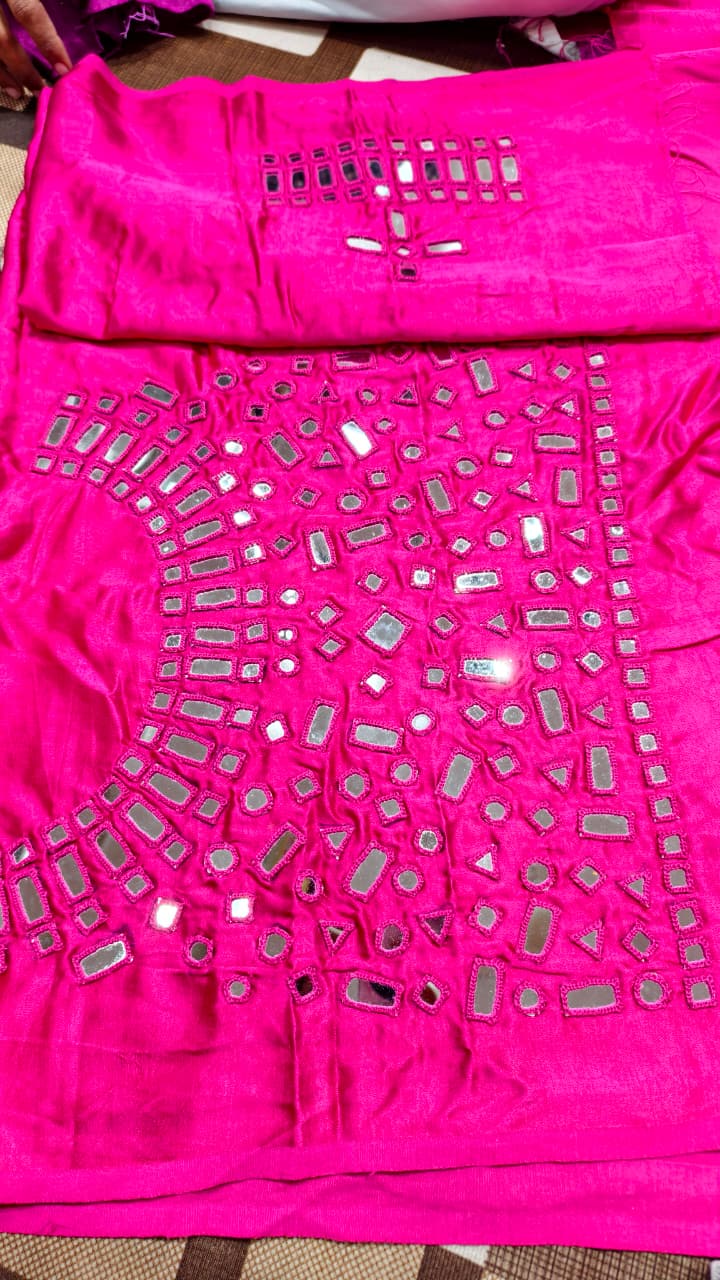 Pure Mashru Gaji Silk Hand Work Mirror Blouse