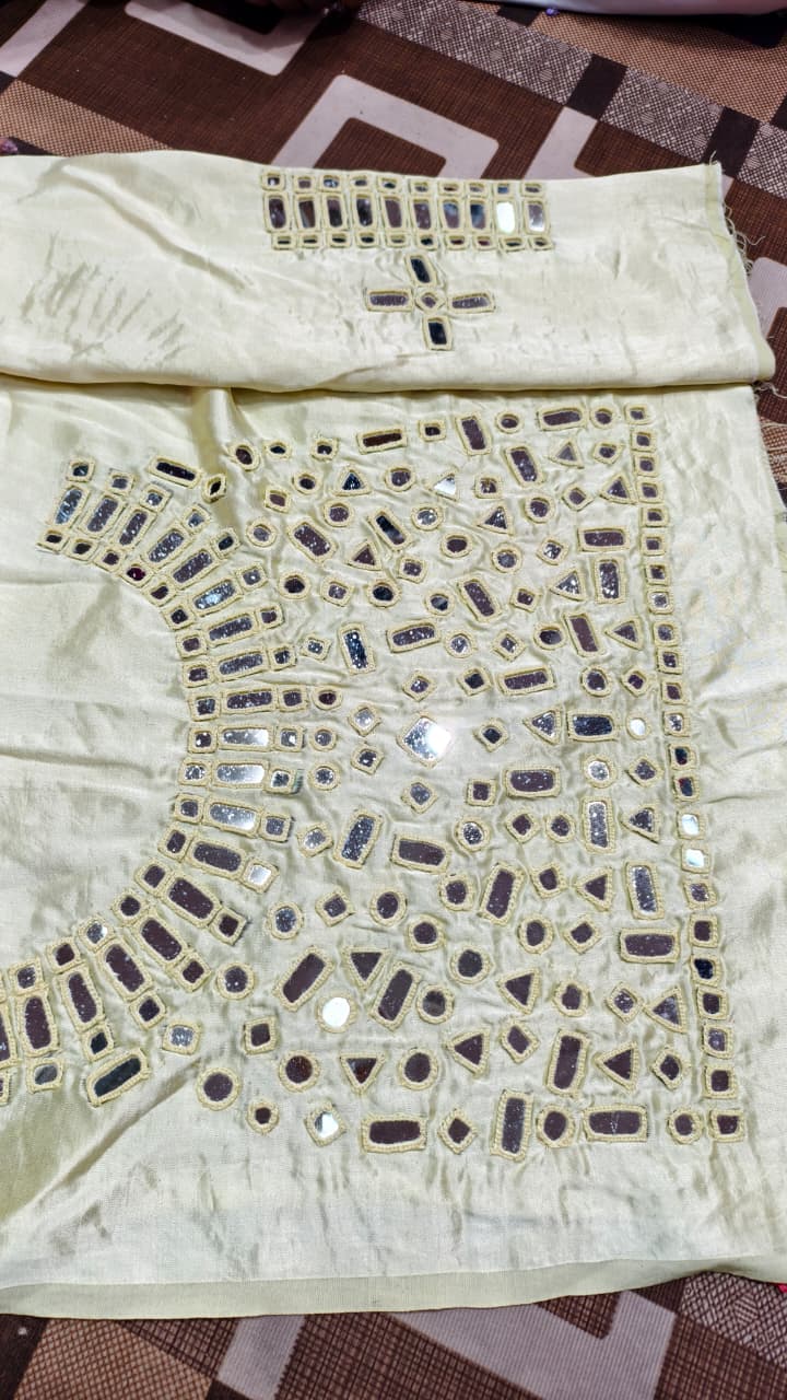 Pure Mashru Gaji Silk Hand Work Mirror Blouse