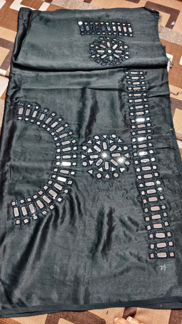 Pure Mashru Gaji Silk Hand Work Mirror Blouse