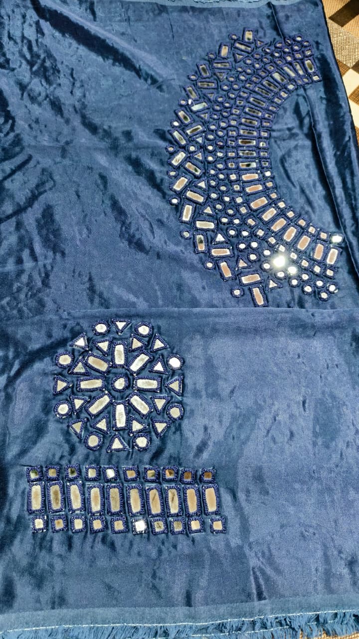 Pure Mashru Gaji Silk Hand Work Mirror Blouse