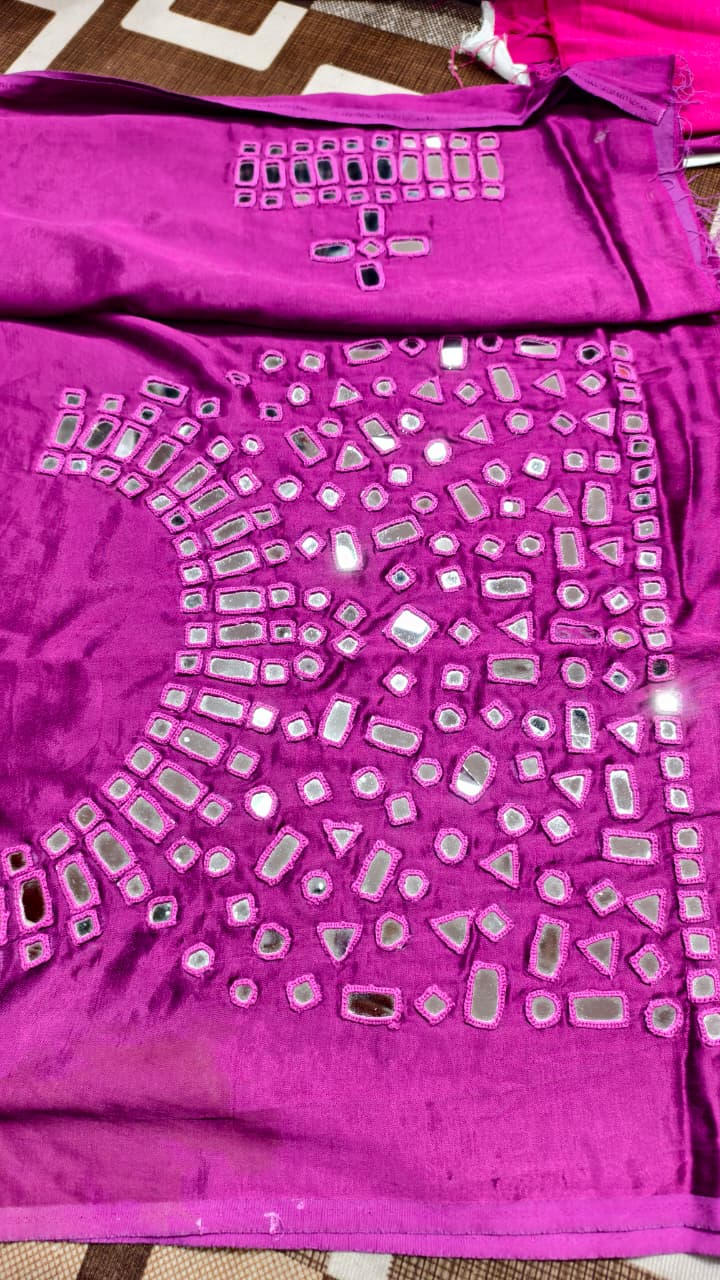 Pure Mashru Gaji Silk Hand Work Mirror Blouse