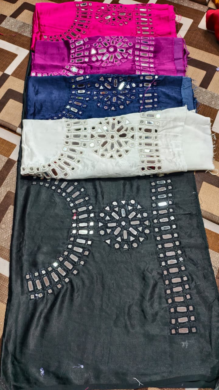 Pure Mashru Gaji Silk Hand Work Mirror Blouse