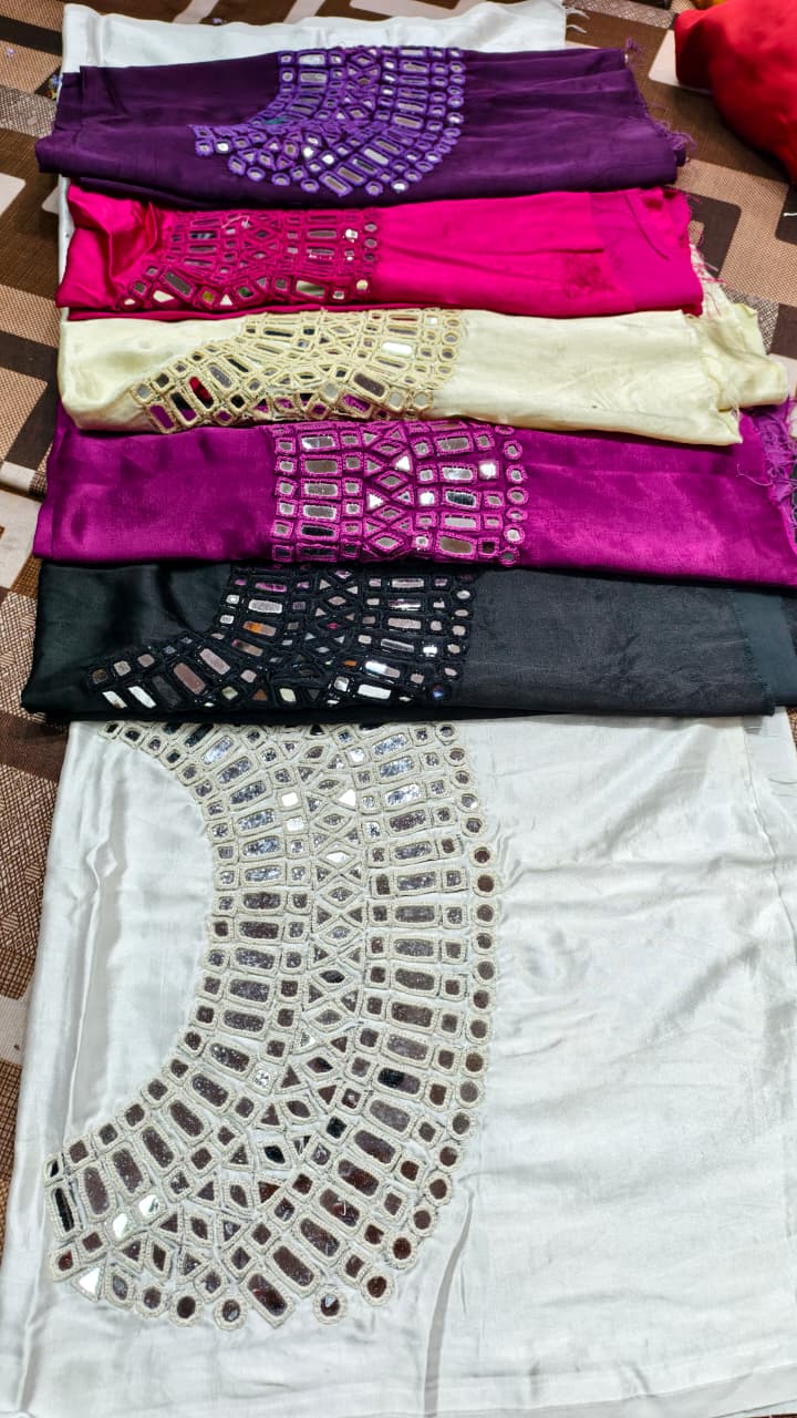 Pure Mashru Gaji Silk Hand Work Mirror Blouse
