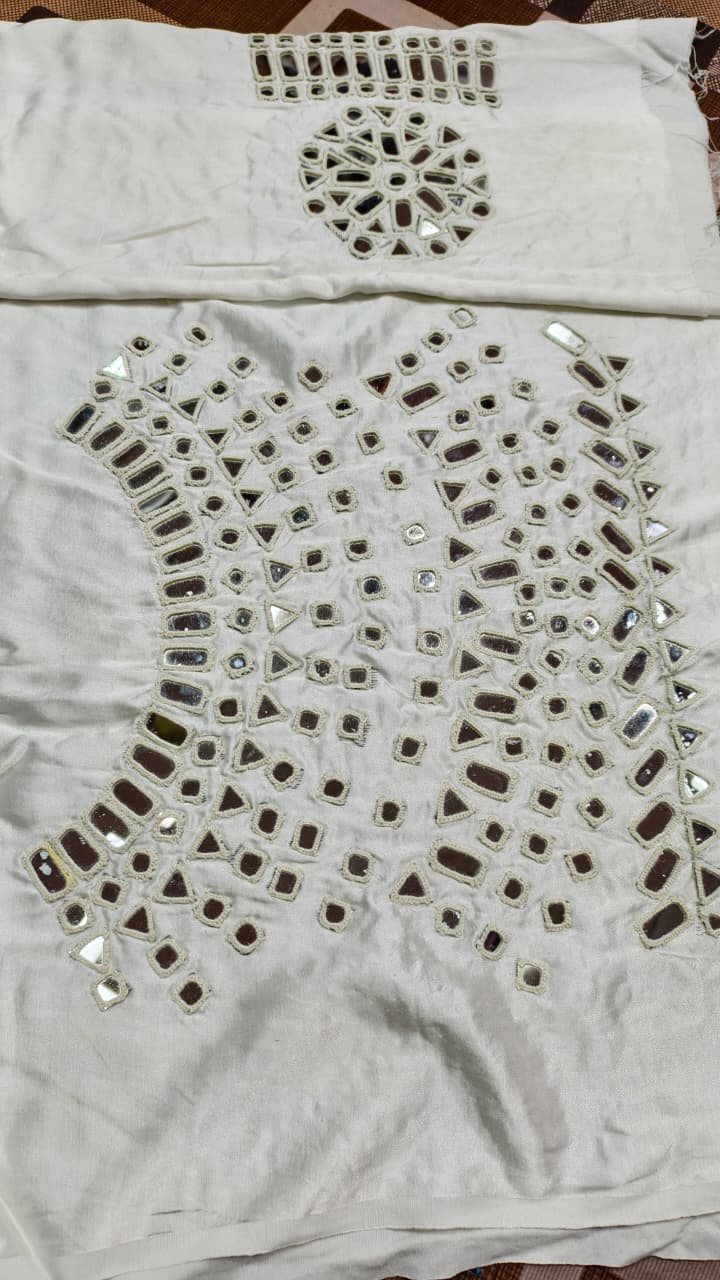 Pure Mashru Gaji Silk Hand Work Mirror Blouse