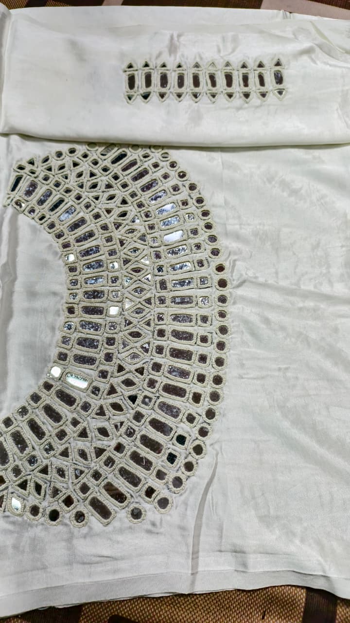 Pure Mashru Gaji Silk Hand Work Mirror Blouse