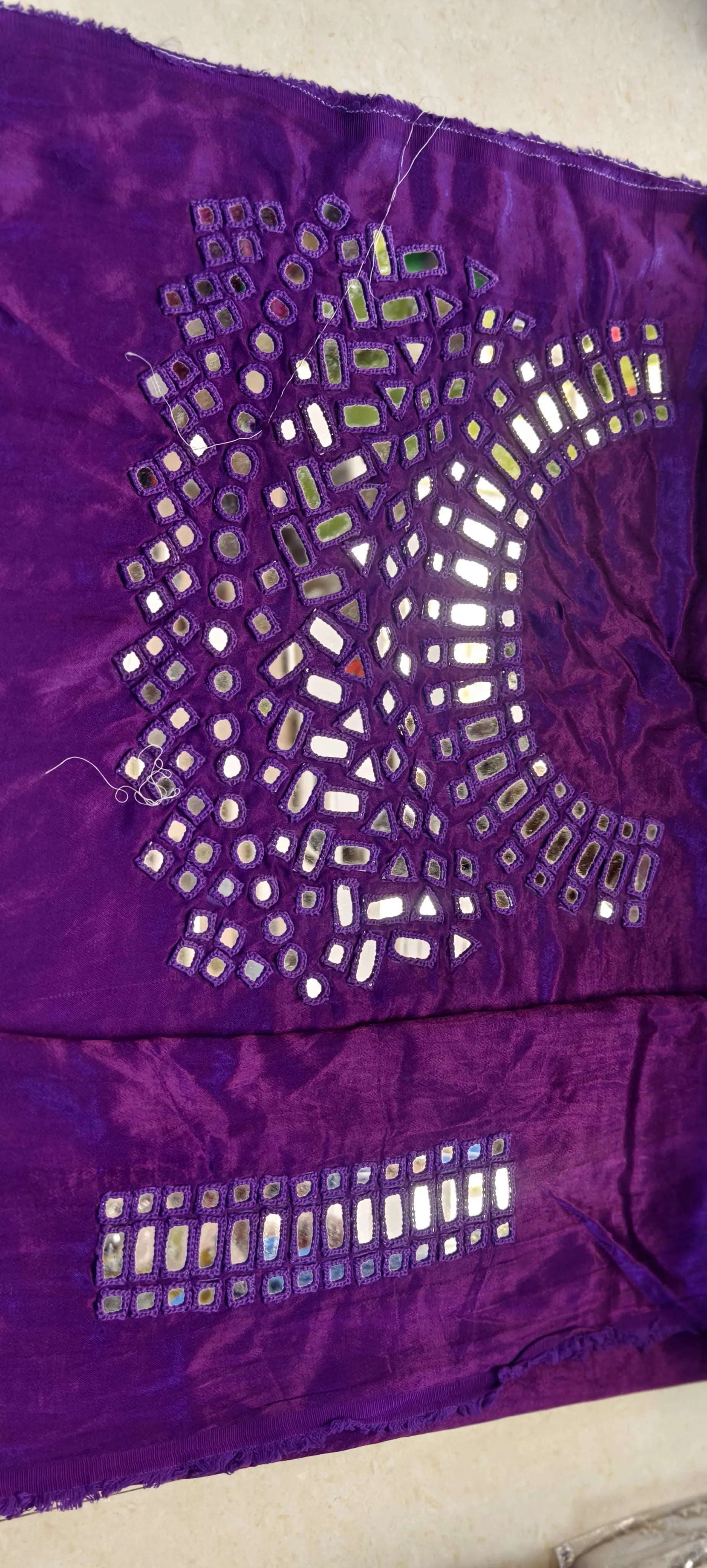 Pure Mashru Gaji Silk Hand Work Mirror Blouse Piece