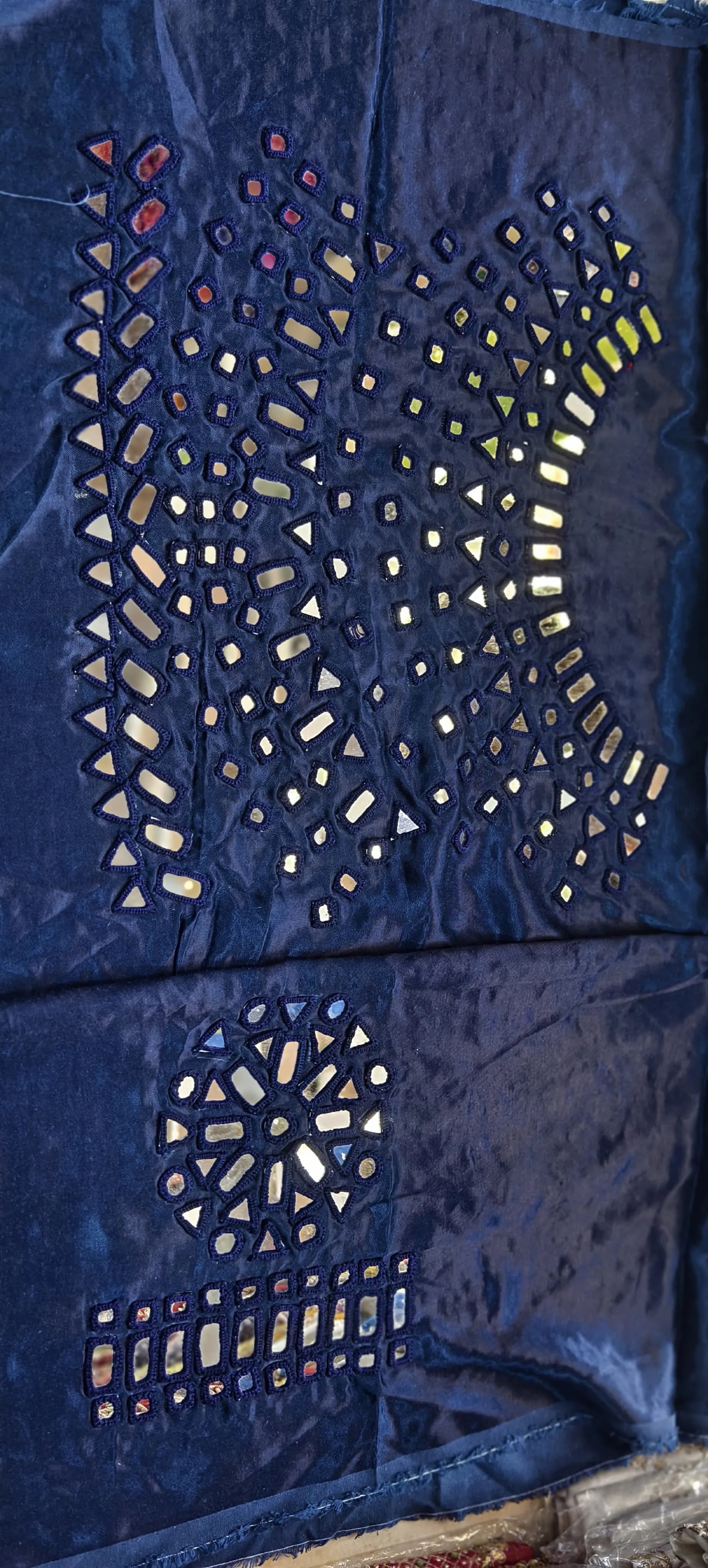 Pure Mashru Gaji Silk Hand Work Mirror Blouse Piece