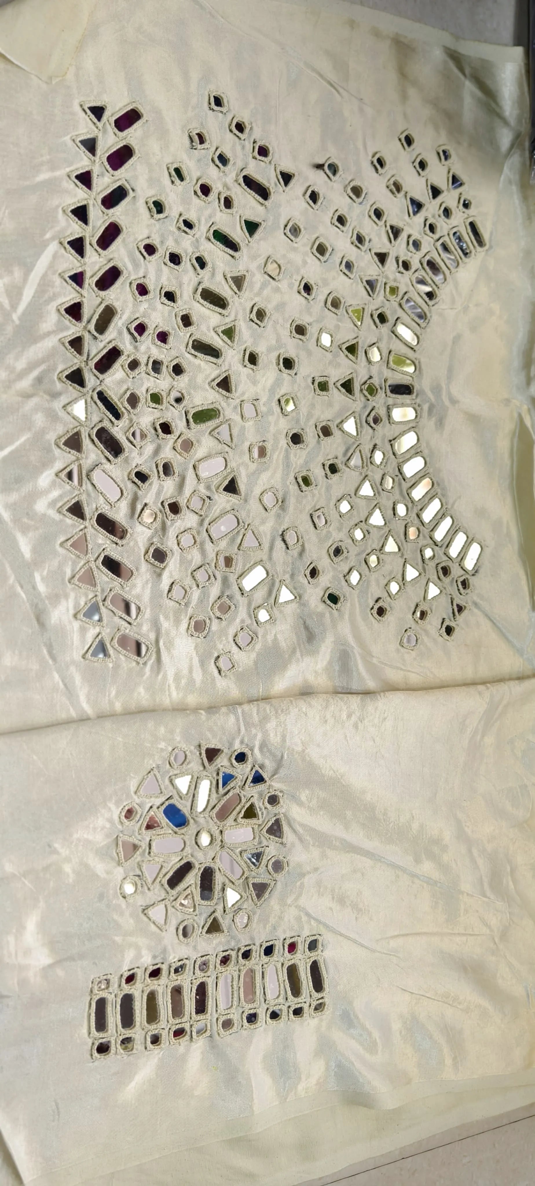 Pure Mashru Gaji Silk Hand Work Mirror Blouse Piece