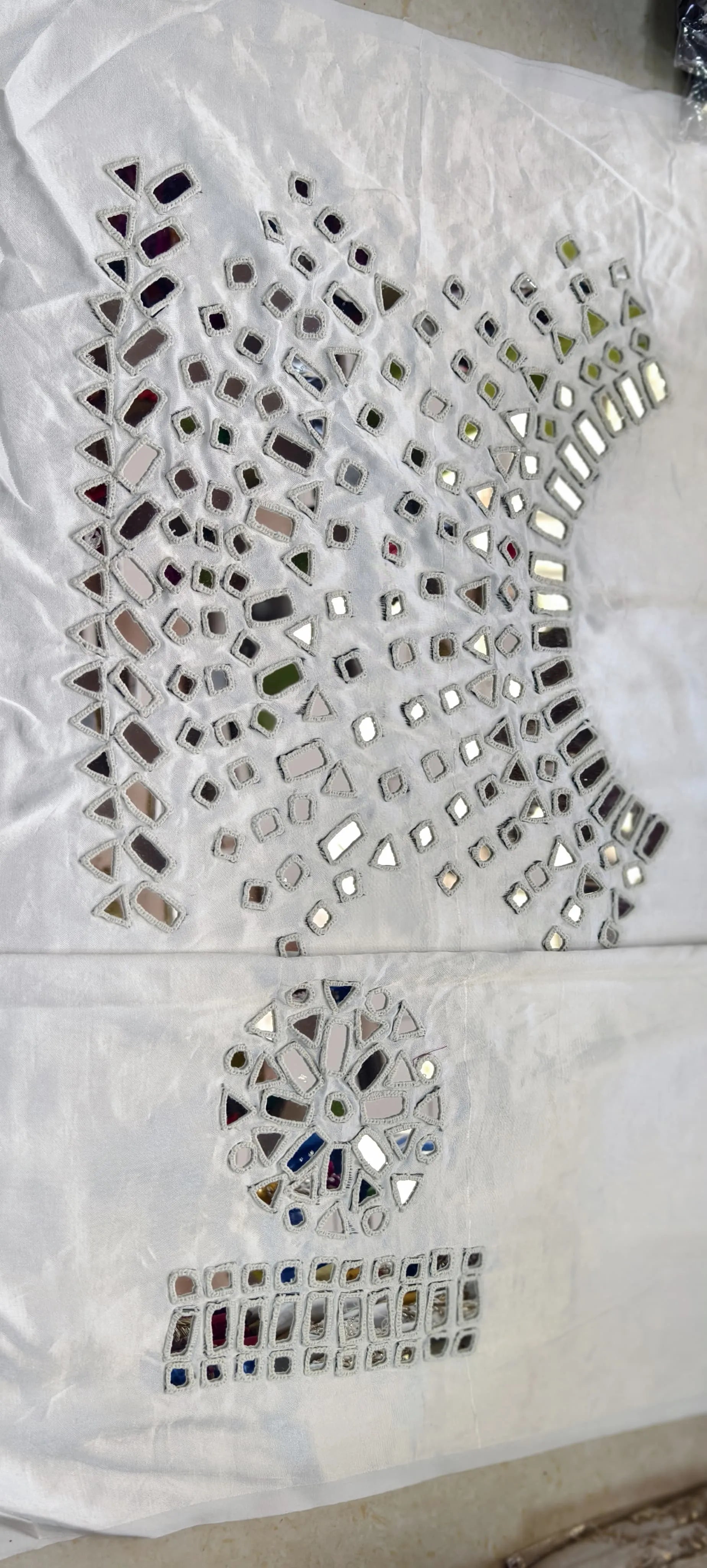 Pure Mashru Gaji Silk Hand Work Mirror Blouse Piece