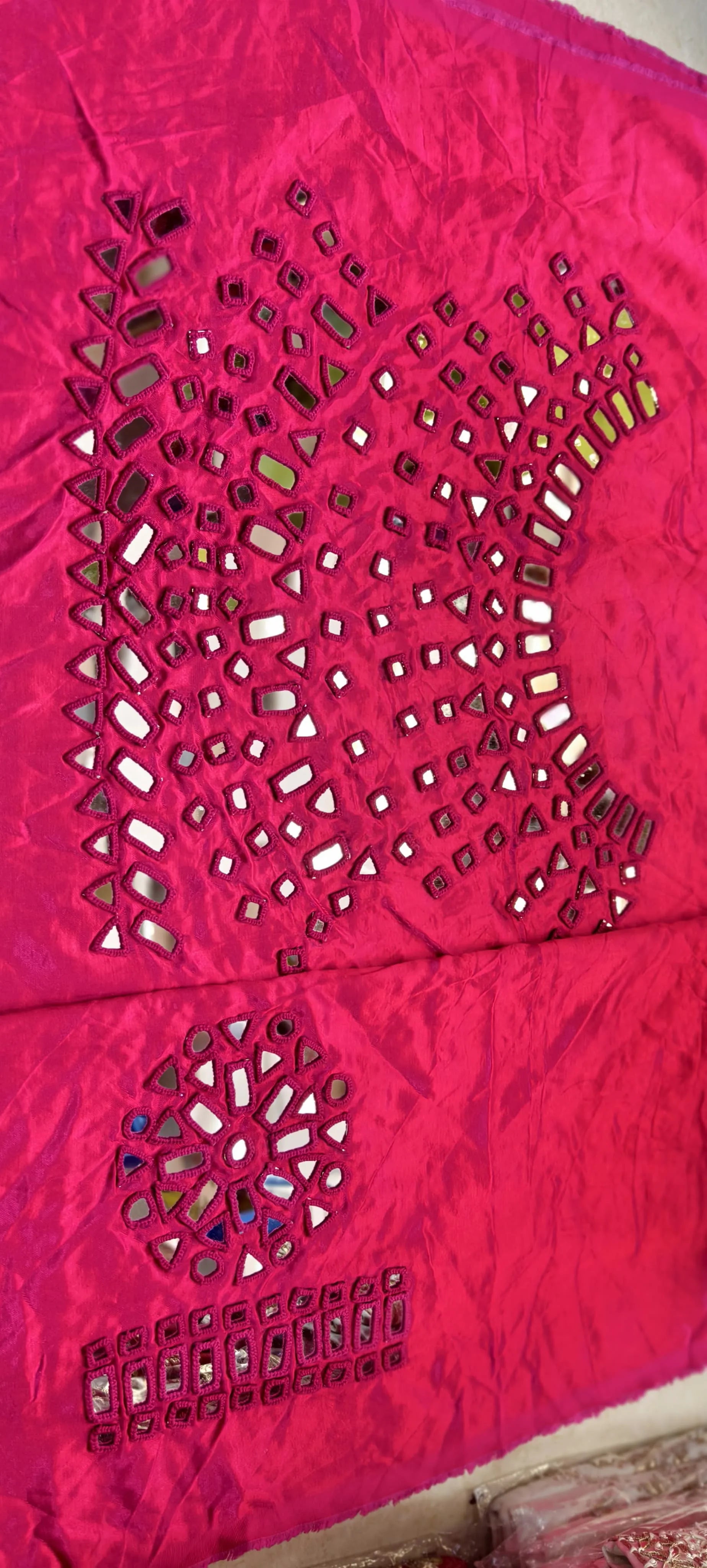 Pure Mashru Gaji Silk Hand Work Mirror Blouse Piece