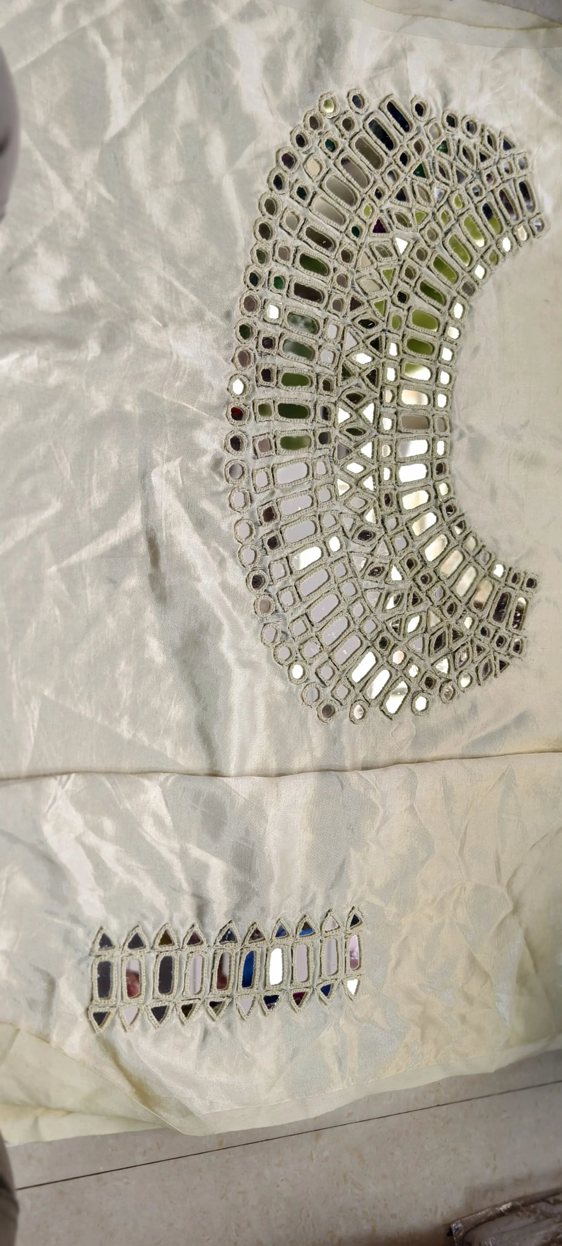 Pure Mashru Gaji Silk Hand Work Mirror Blouse Piece