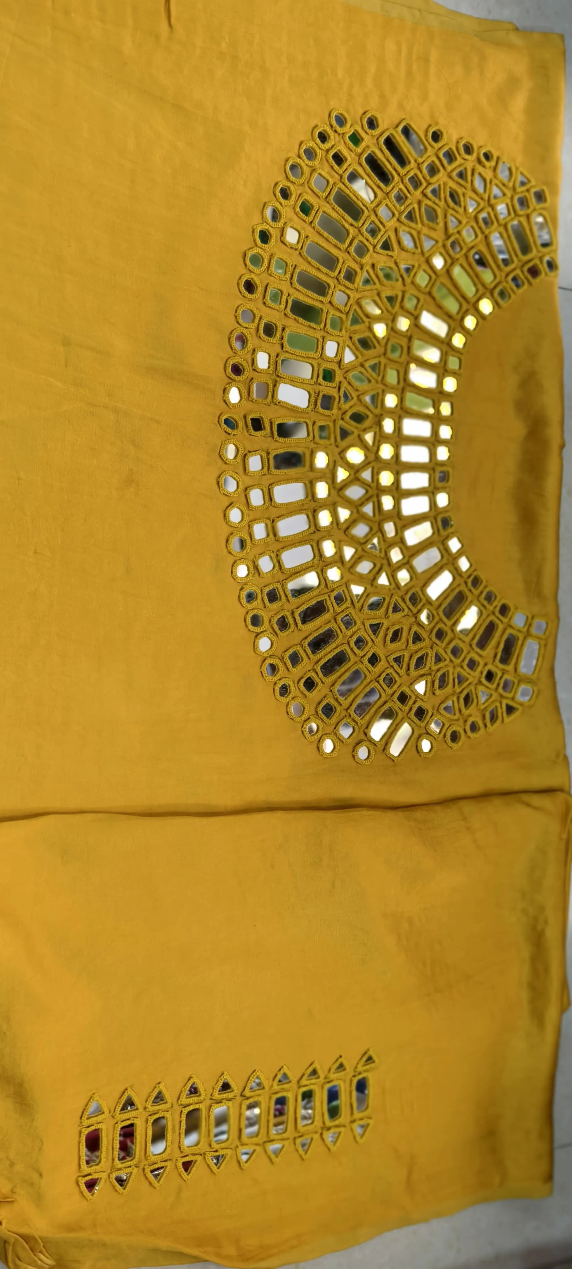 Pure Mashru Gaji Silk Hand Work Mirror Blouse Piece