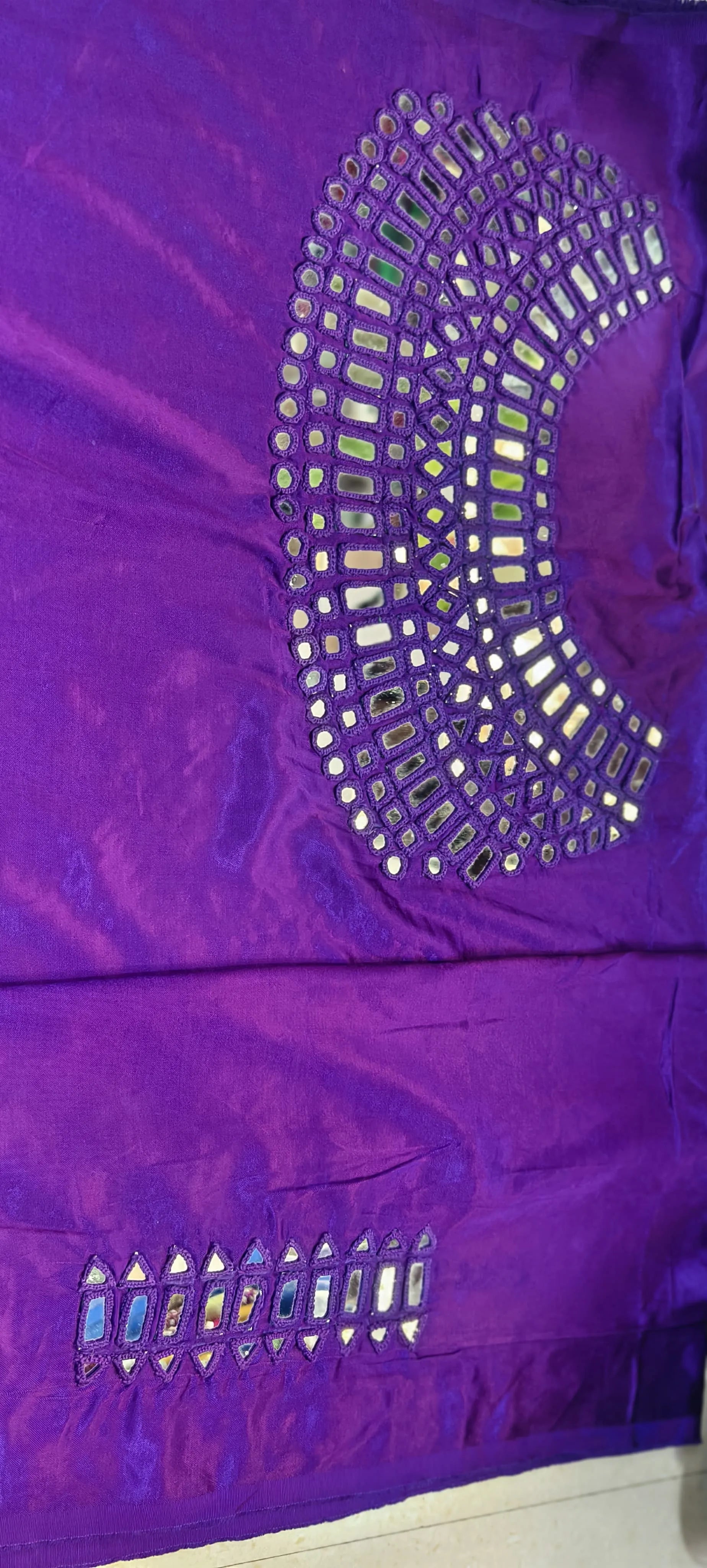 Pure Mashru Gaji Silk Hand Work Mirror Blouse Piece