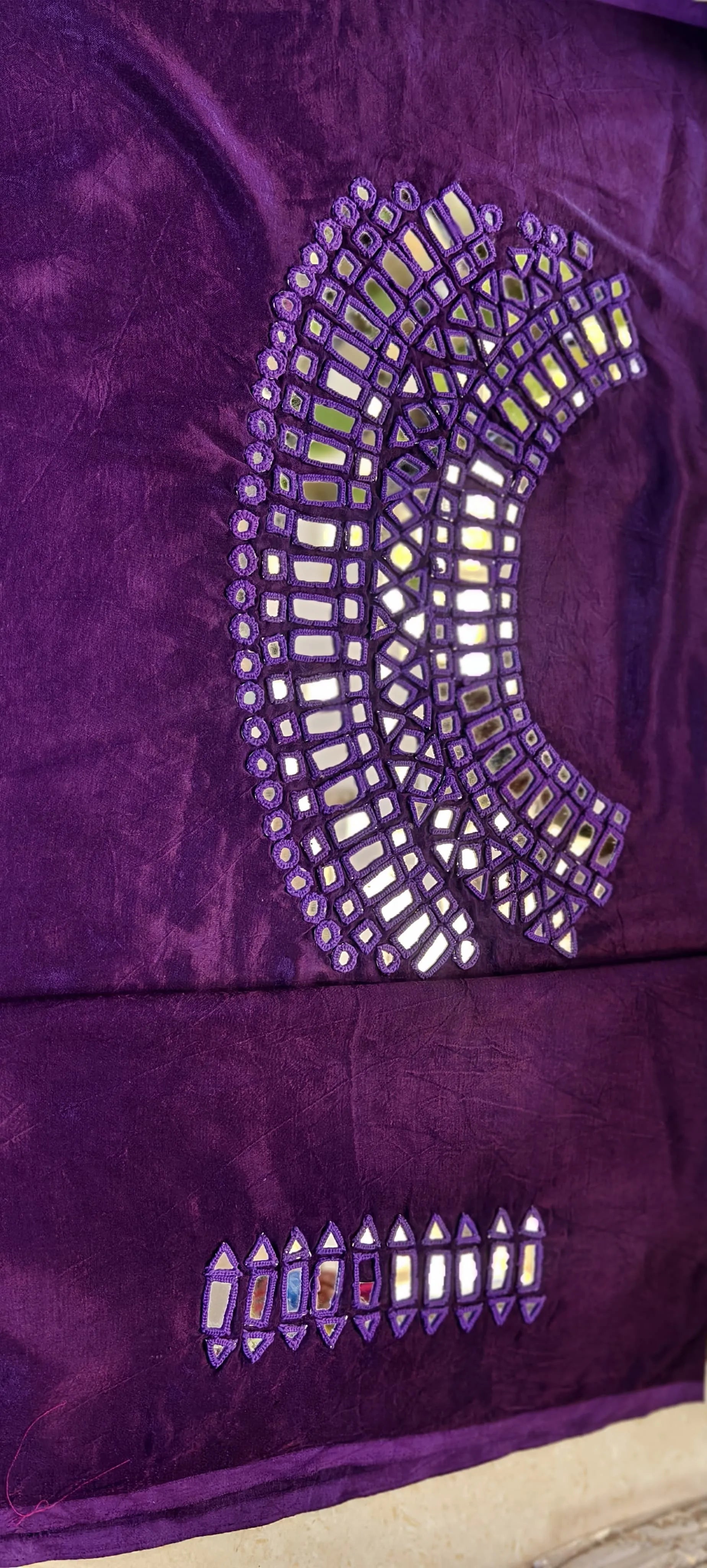 Pure Mashru Gaji Silk Hand Work Mirror Blouse Piece