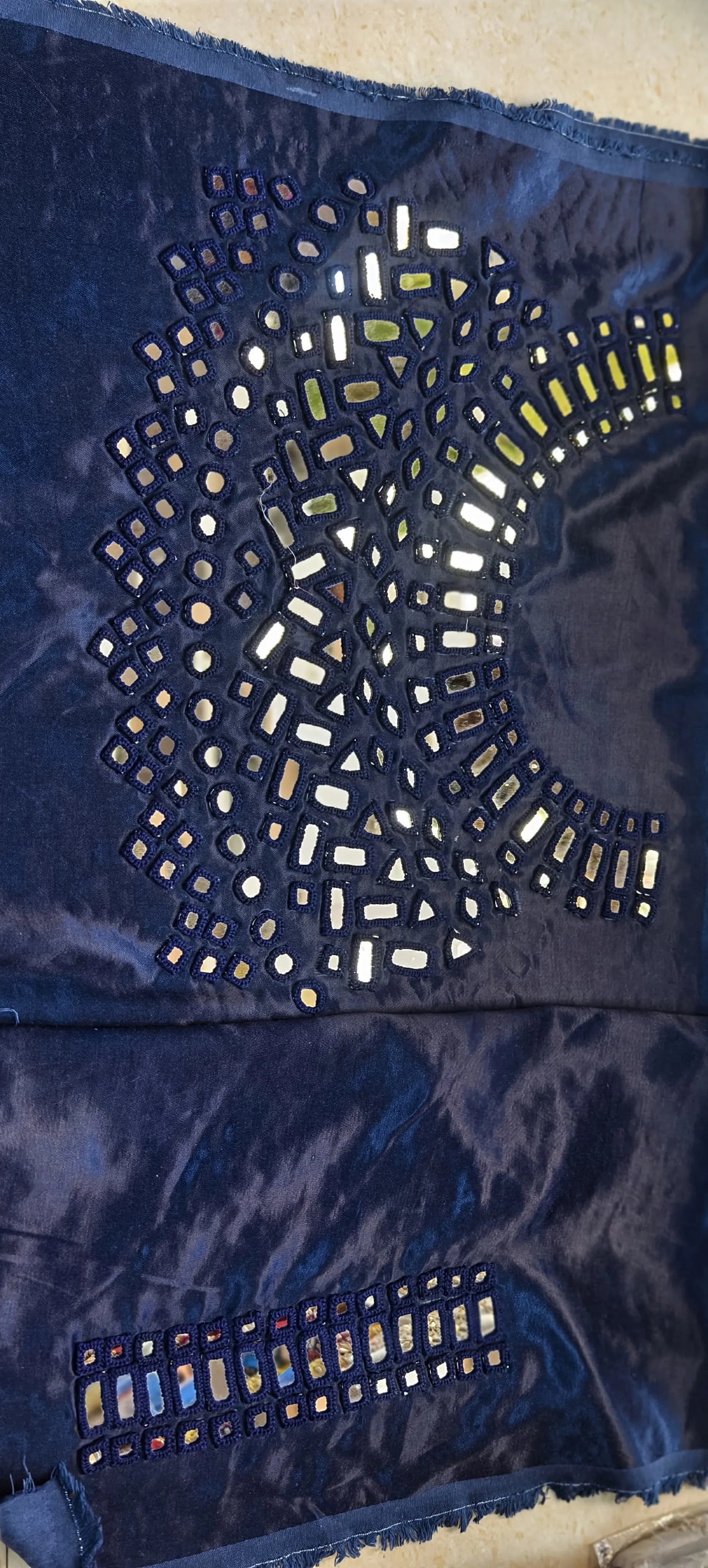 Pure Mashru Gaji Silk Hand Work Mirror Blouse Piece