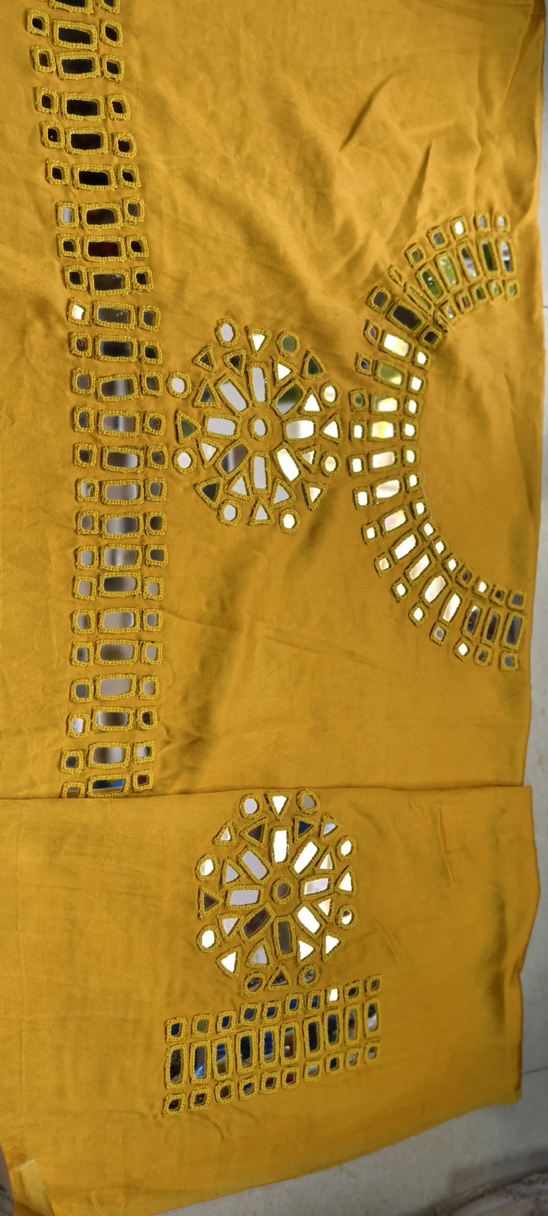 Pure Mashru Gaji Silk Hand Work Mirror Blouse Piece