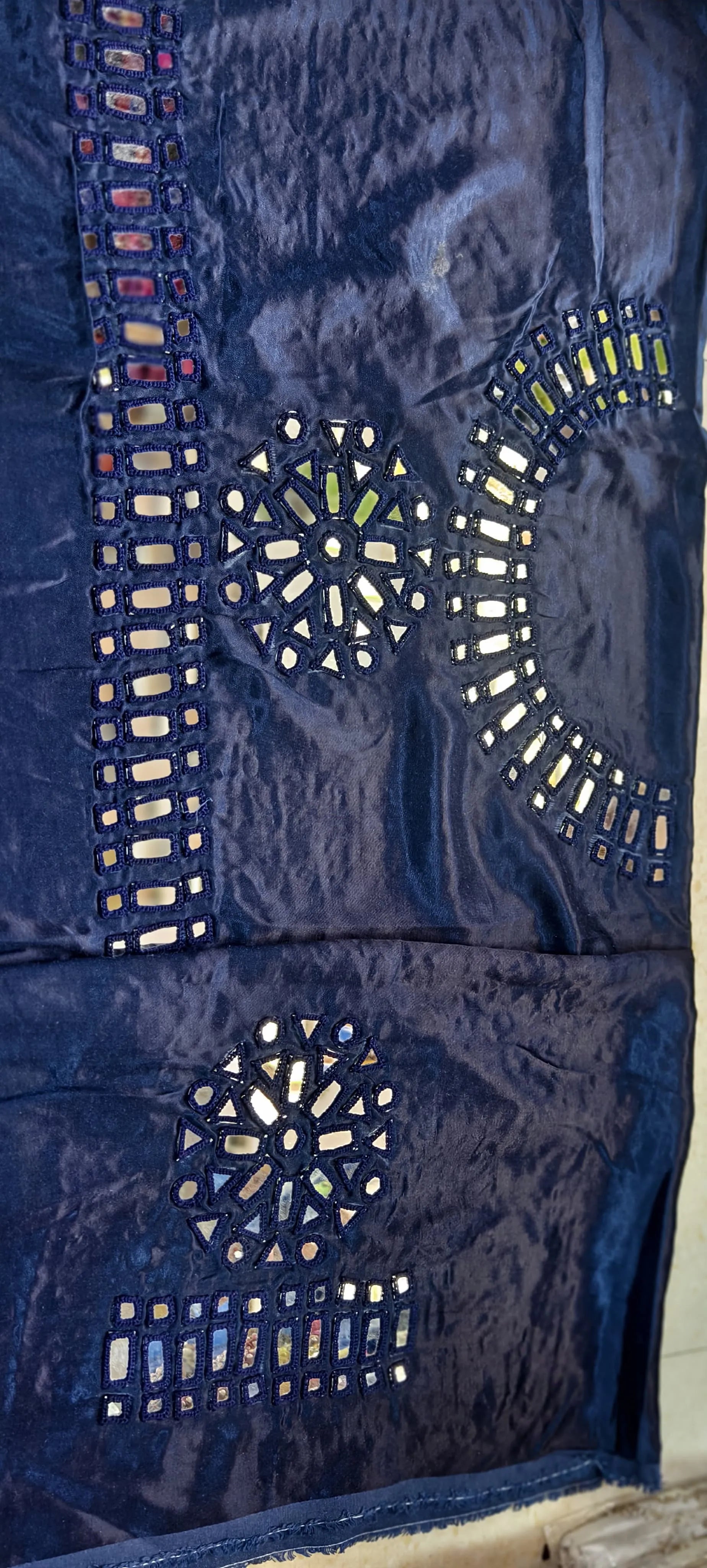 Pure Mashru Gaji Silk Hand Work Mirror Blouse Piece