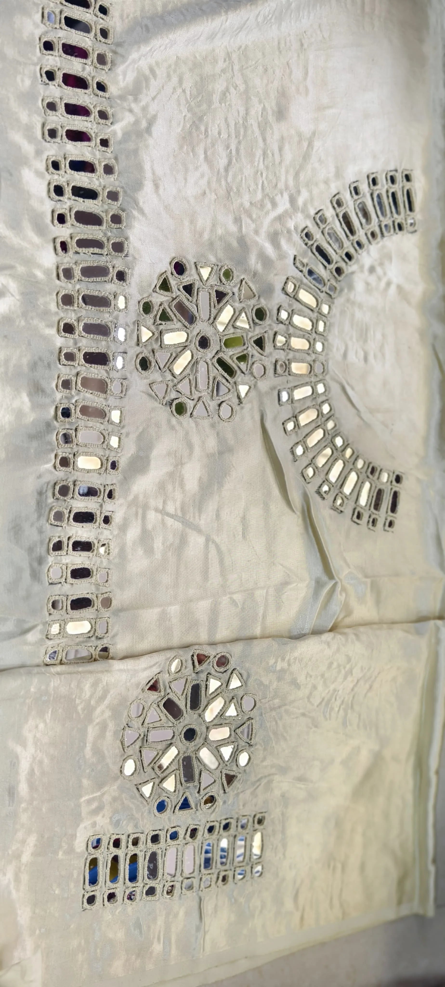 Pure Mashru Gaji Silk Hand Work Mirror Blouse Piece