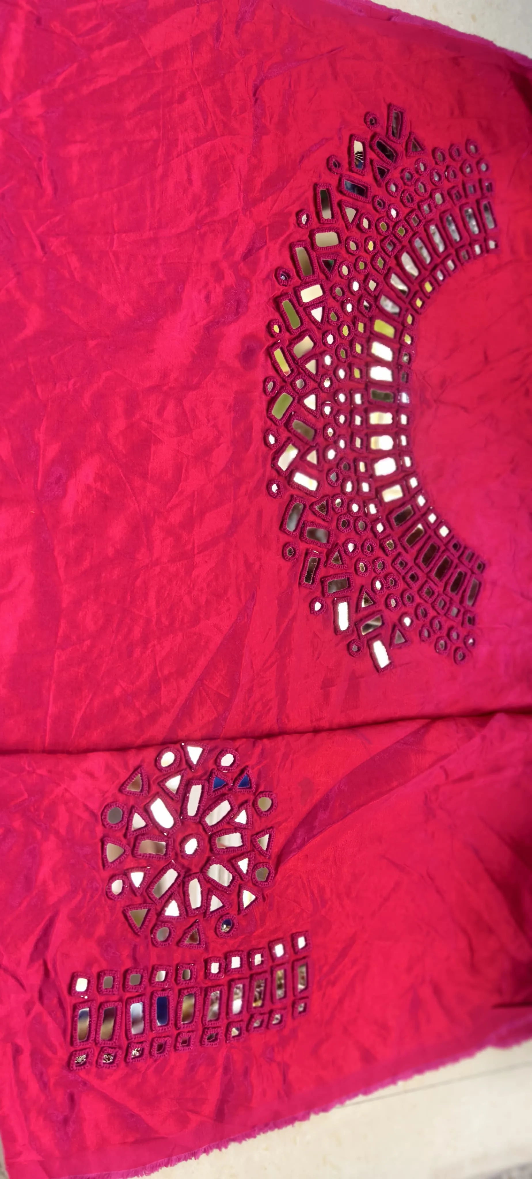 Pure Mashru Gaji Silk Hand Work Mirror Blouse Piece