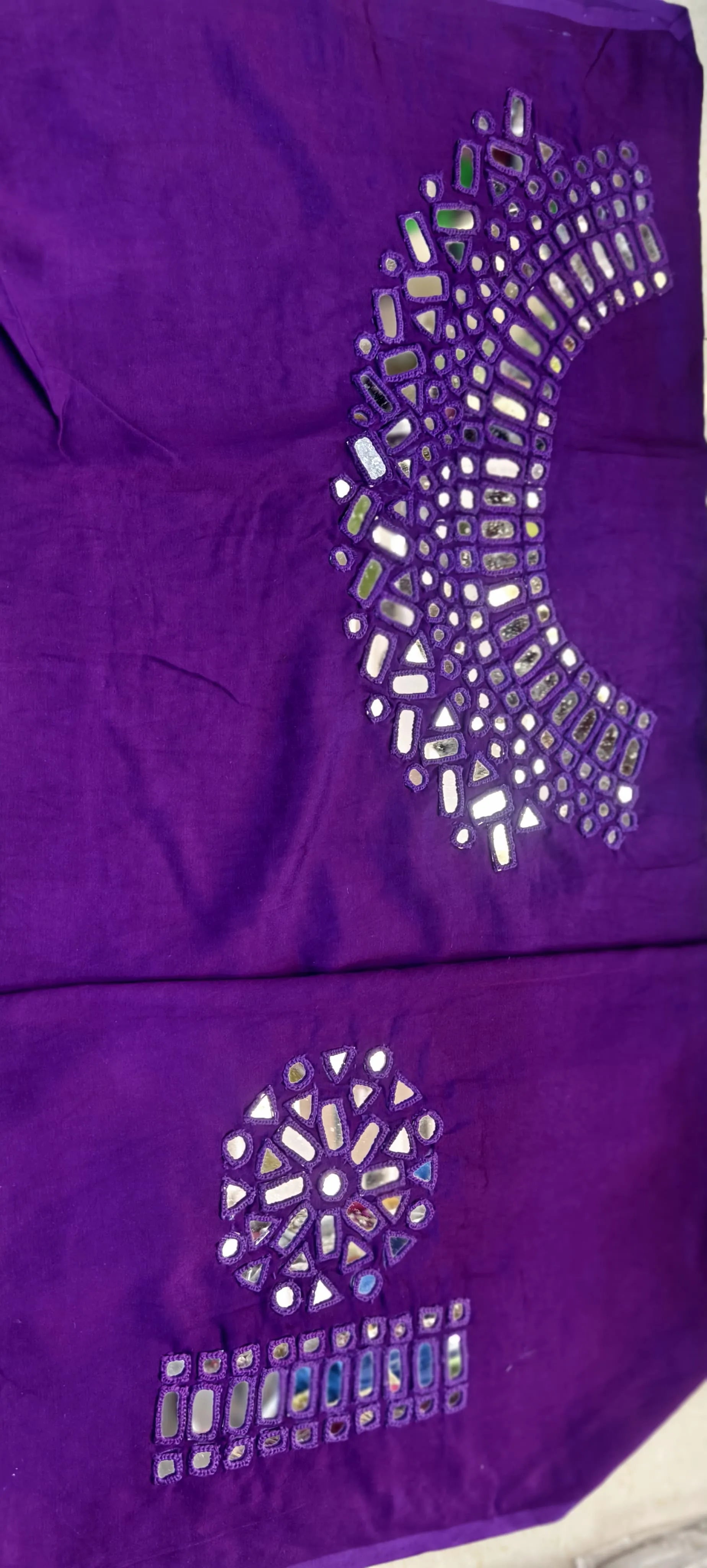 Pure Mashru Gaji Silk Hand Work Mirror Blouse Piece