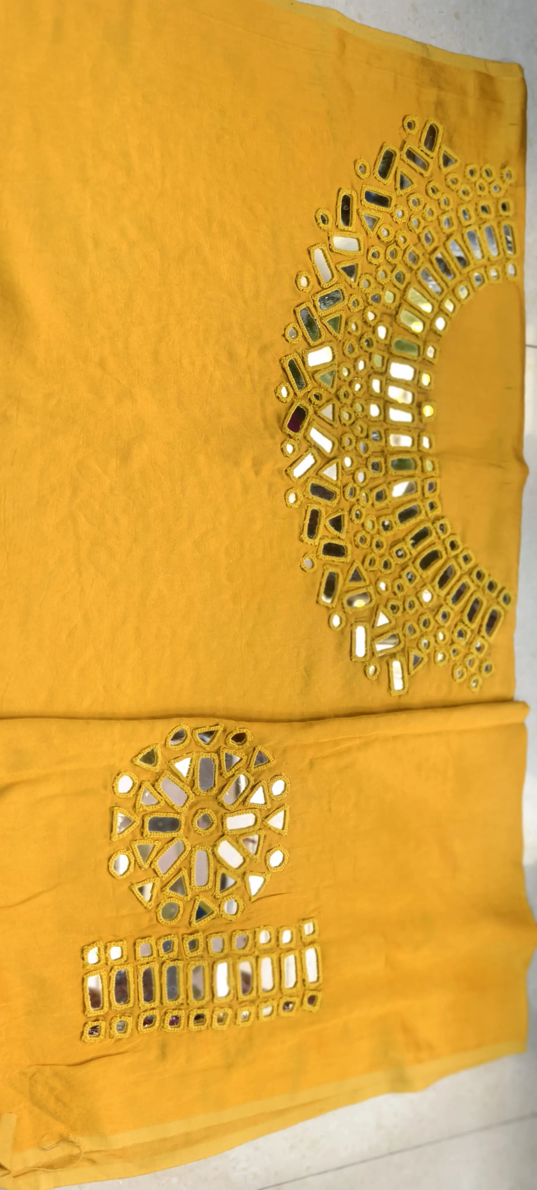 Pure Mashru Gaji Silk Hand Work Mirror Blouse Piece