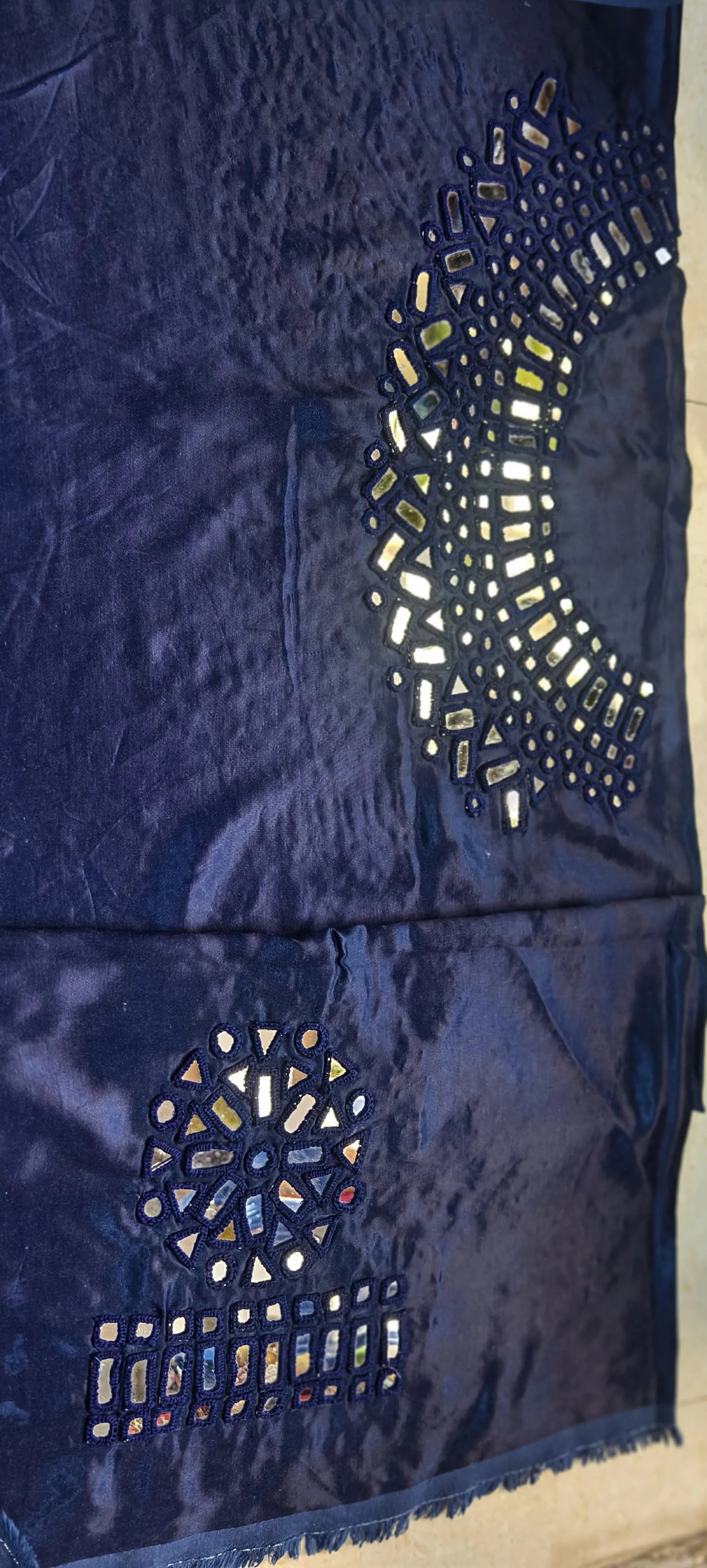 Pure Mashru Gaji Silk Hand Work Mirror Blouse Piece