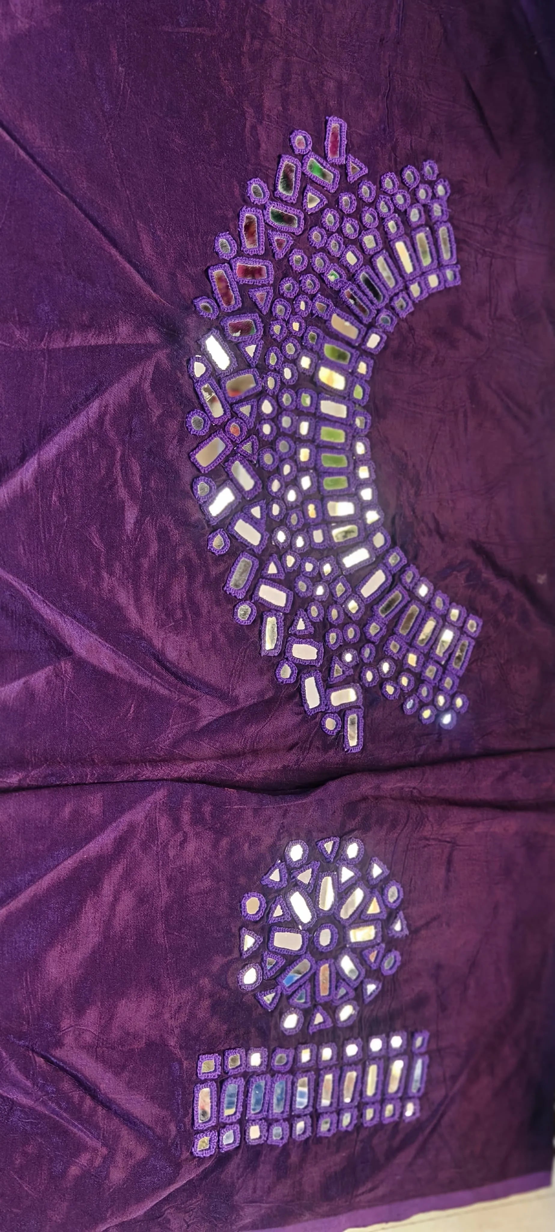 Pure Mashru Gaji Silk Hand Work Mirror Blouse Piece