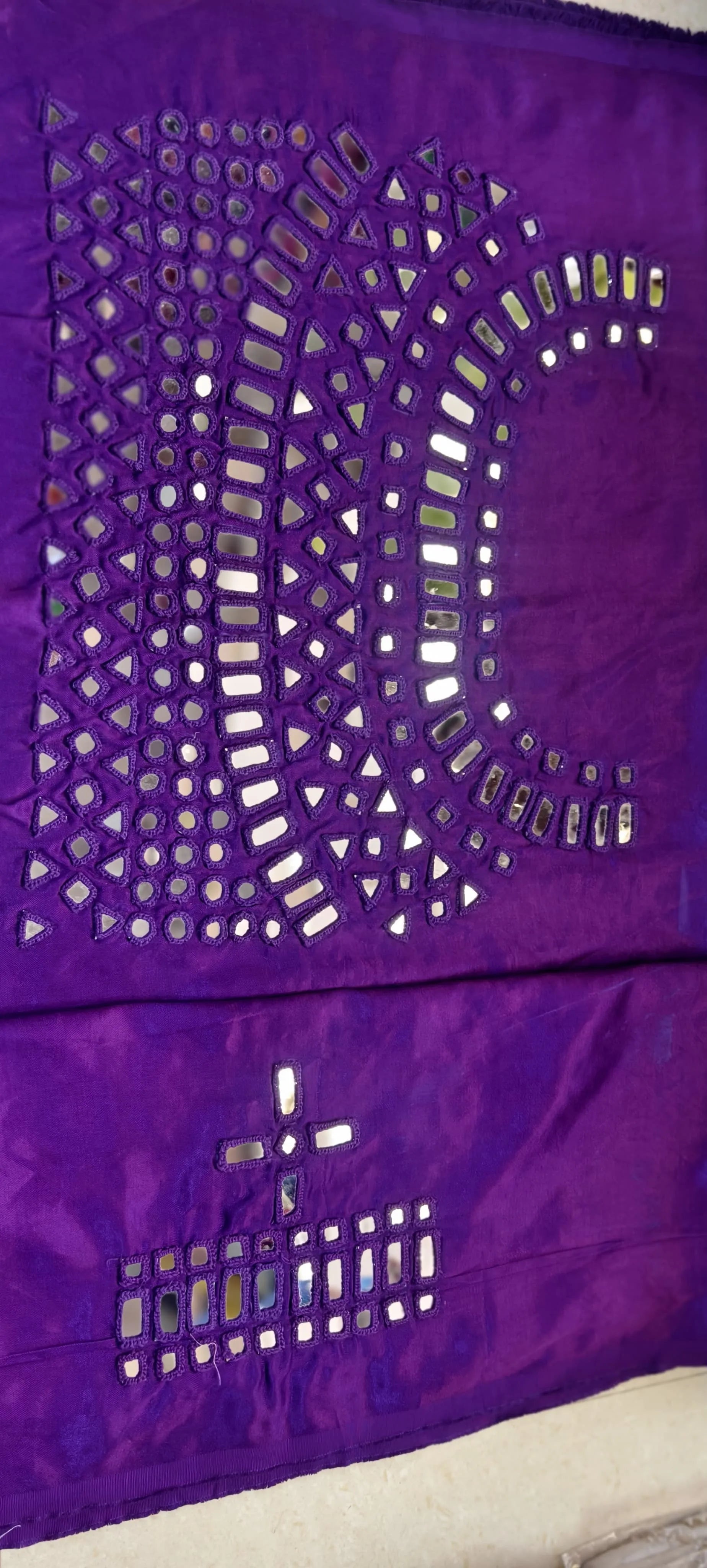 Pure Mashru Gaji Silk Hand Work Mirror Blouse Piece