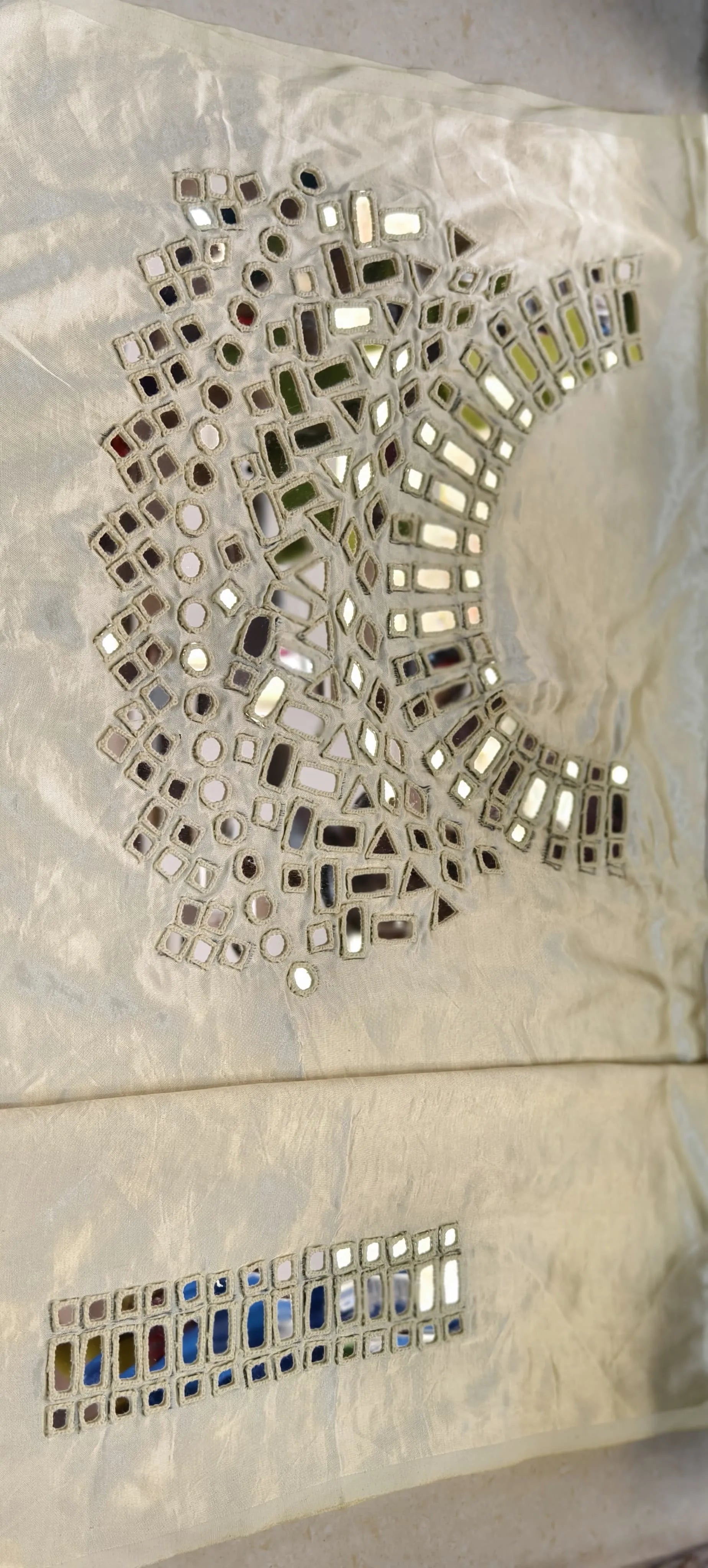 Pure Mashru Gaji Silk Hand Work Mirror Blouse Piece