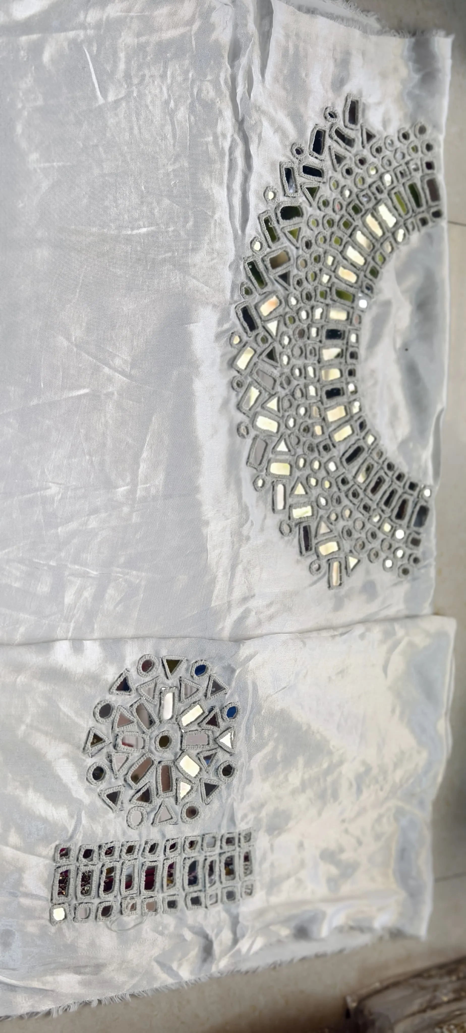 Pure Mashru Gaji Silk Hand Work Mirror Blouse Piece