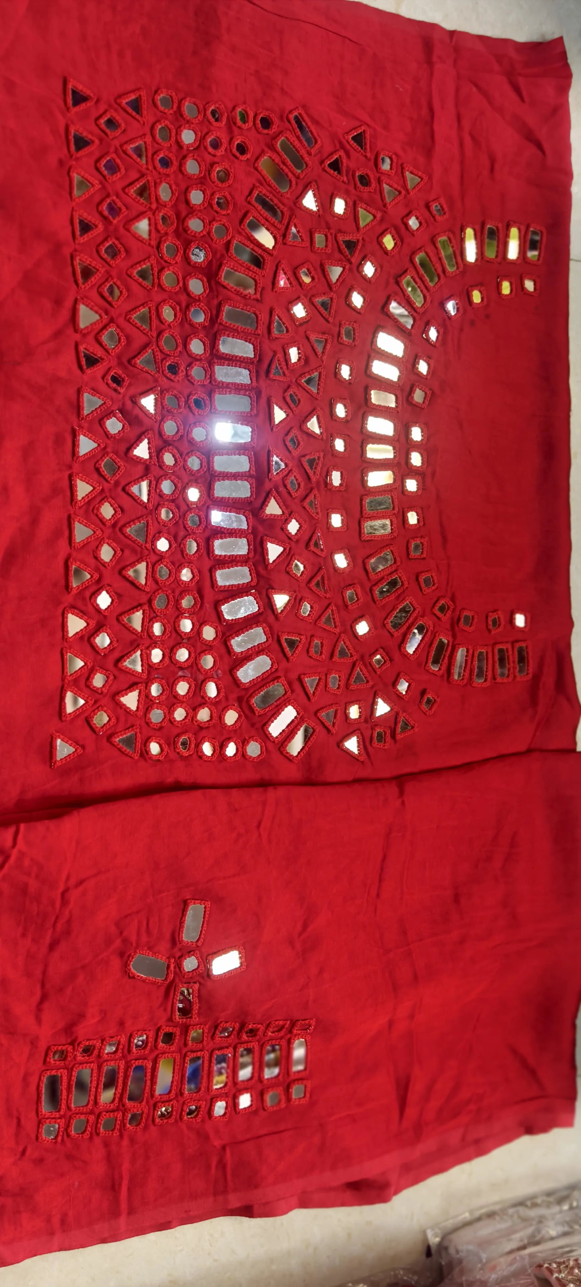 Pure Mashru Gaji Silk Hand Work Mirror Blouse Piece