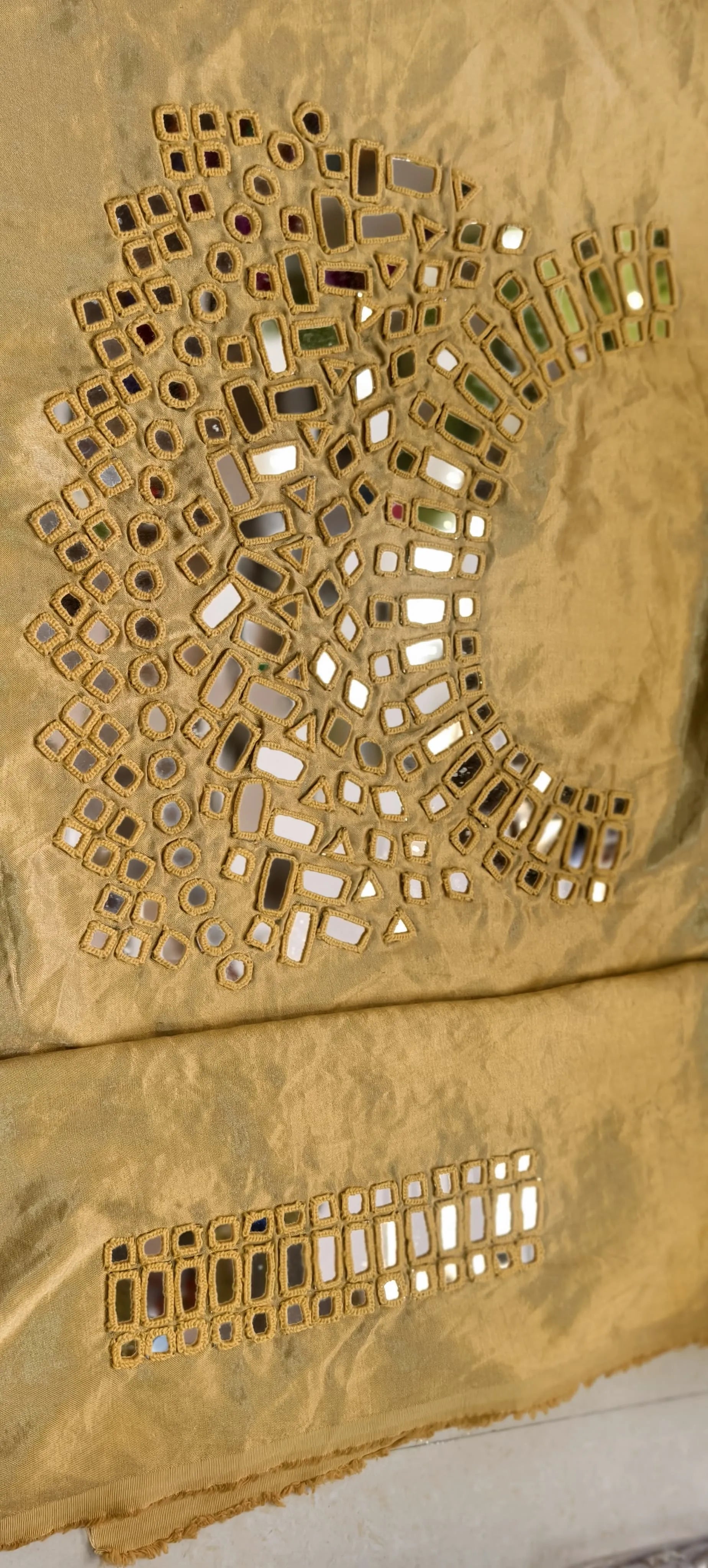 Pure Mashru Gaji Silk Hand Work Mirror Blouse Piece