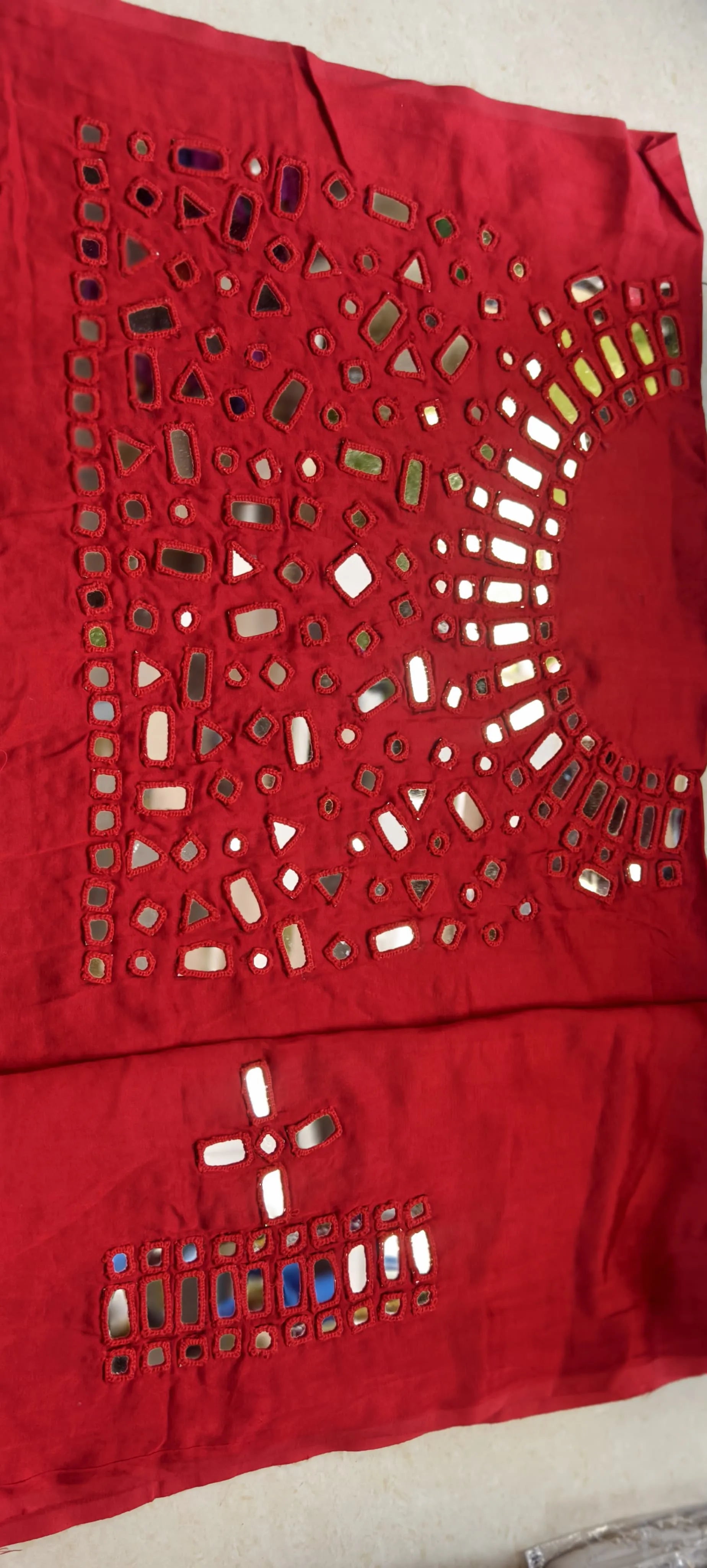 Pure Mashru Gaji Silk Hand Work Mirror Blouse Piece