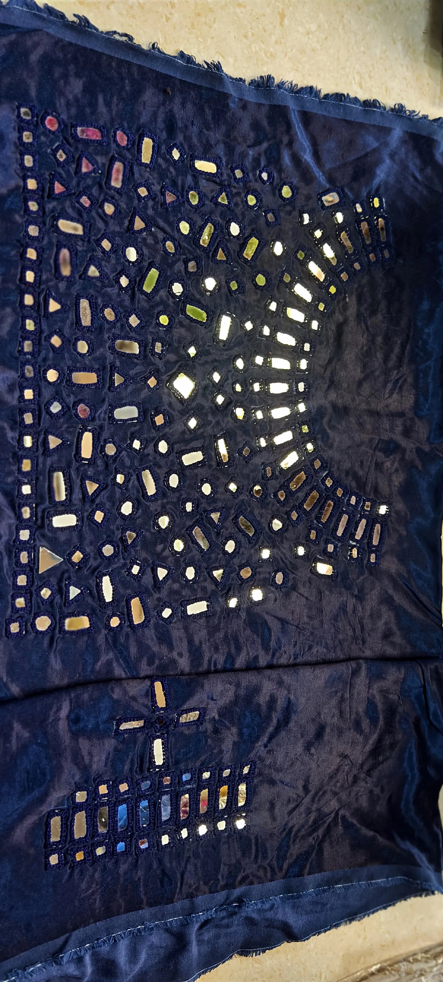 Pure Mashru Gaji Silk Hand Work Mirror Blouse Piece