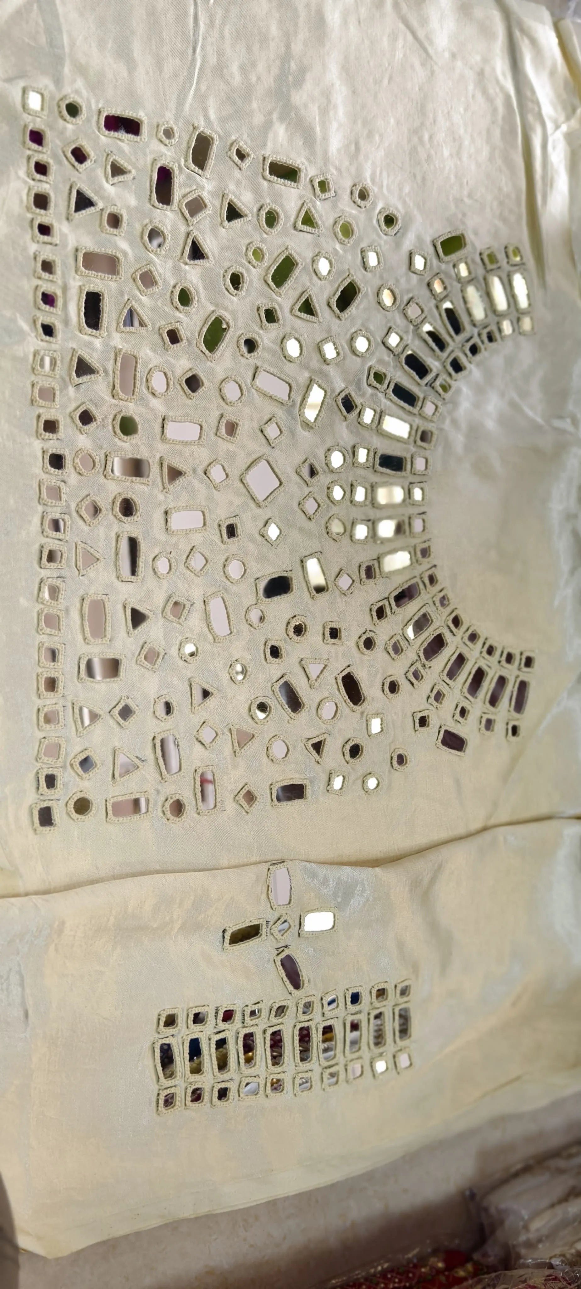 Pure Mashru Gaji Silk Hand Work Mirror Blouse Piece