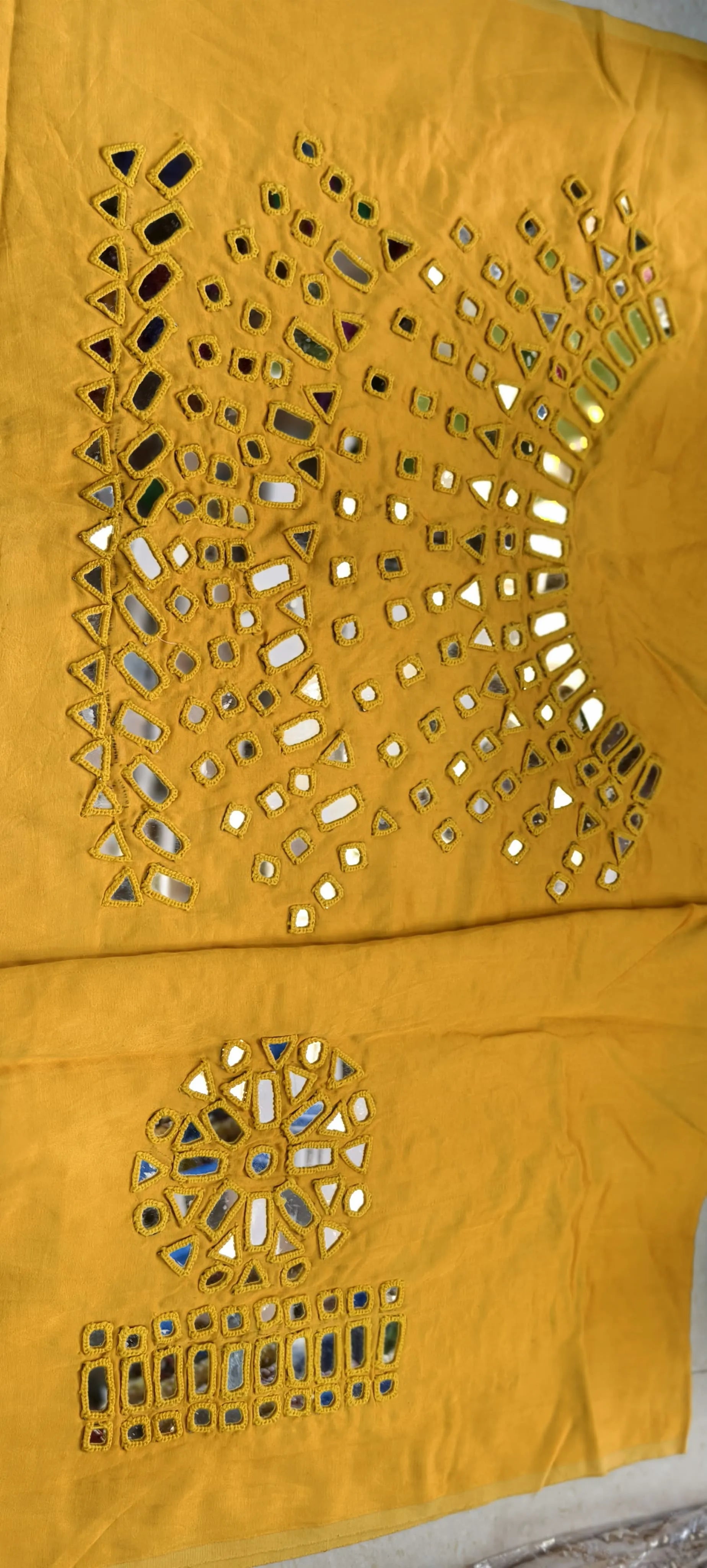 Pure Mashru Gaji Silk Hand Work Mirror Blouse Piece