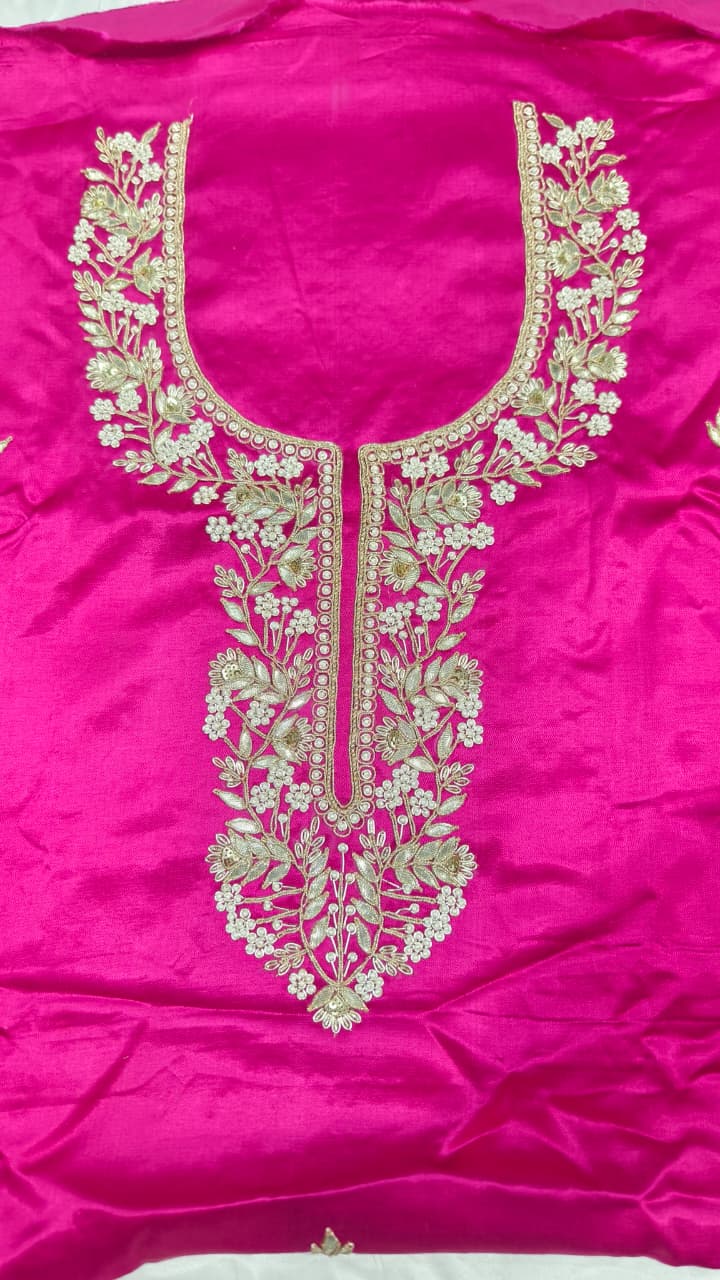 Pure Mashru Gaji Silk Hand Worked Kurti Fabric