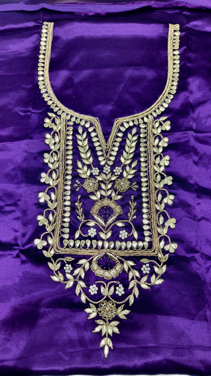 Pure Mashru Gaji Silk Hand Worked Kurti Fabric