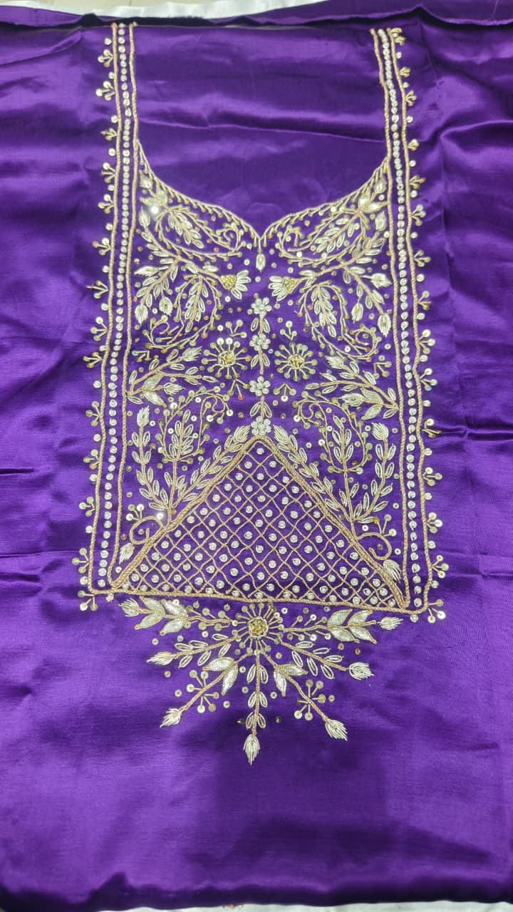 Pure Mashru Gaji Silk Hand Worked Kurti Fabric