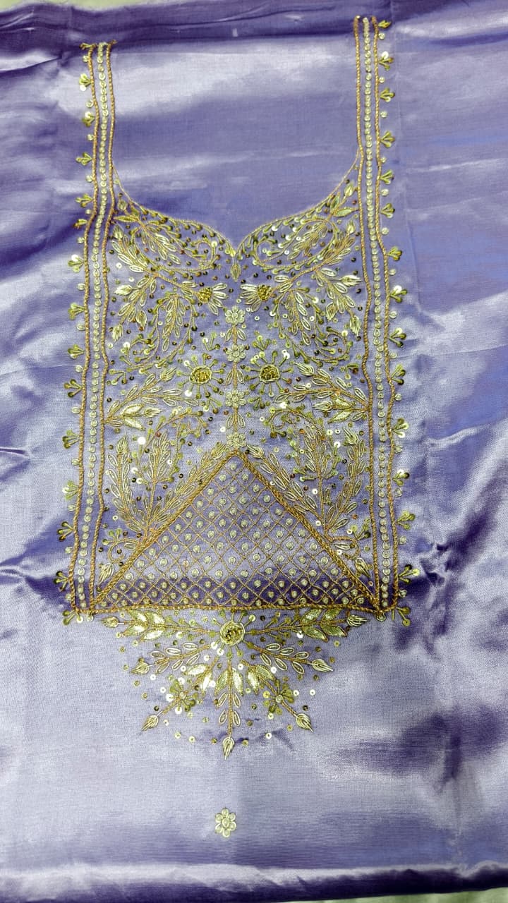 Pure Mashru Gaji Silk Hand Worked Kurti Fabric