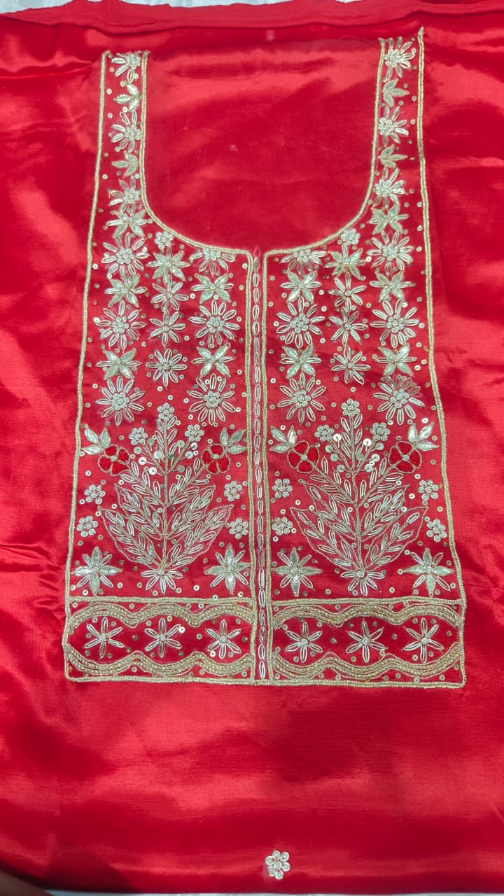 Pure Mashru Gaji Silk Hand Worked Kurti Fabric