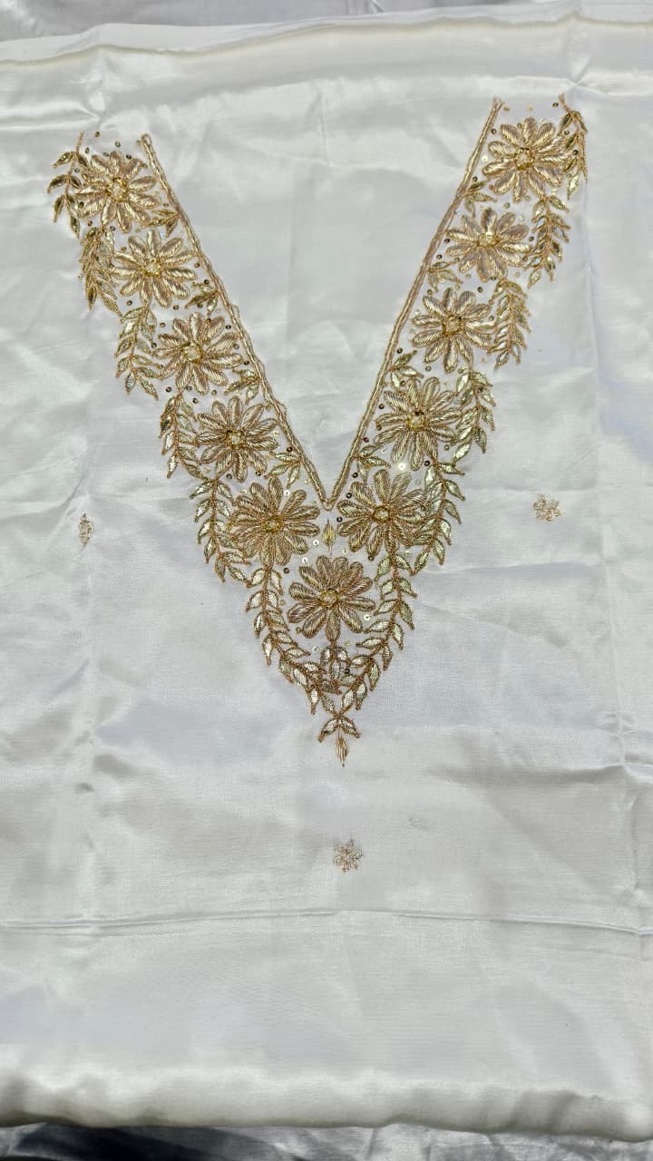 Pure Mashru Gaji Silk Hand Worked Kurti Fabric