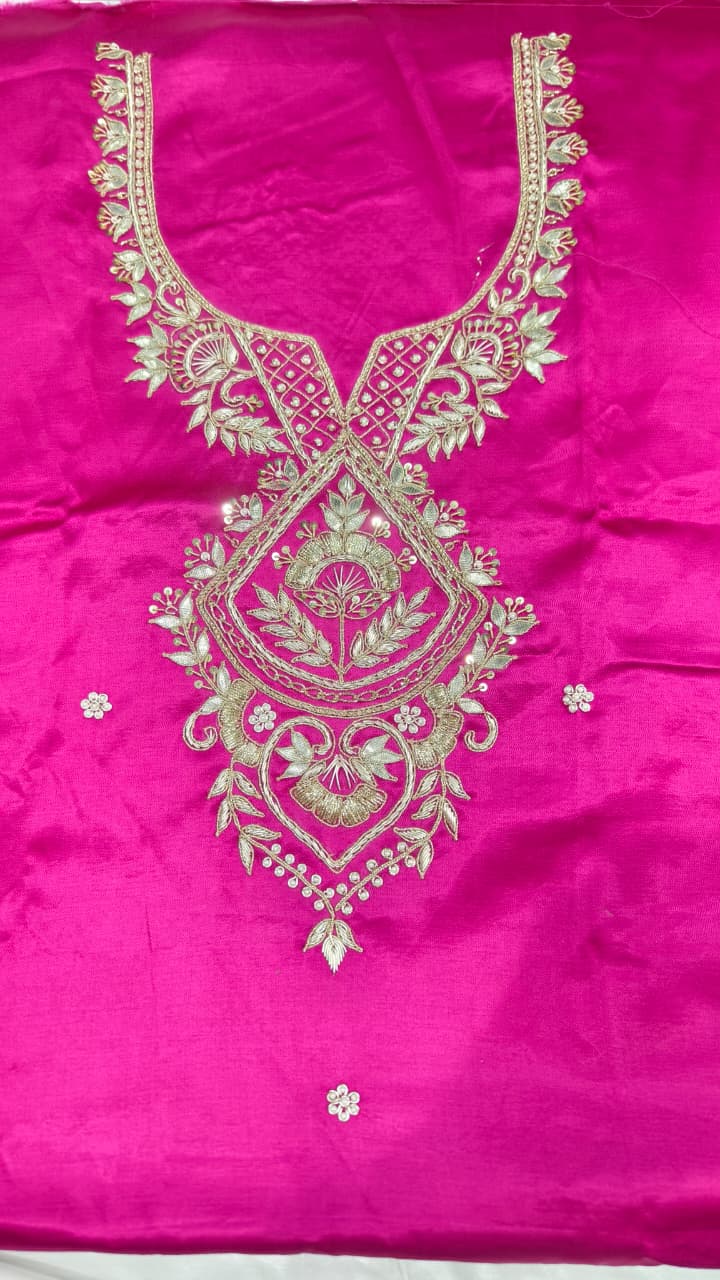 Pure Mashru Gaji Silk Hand Worked Kurti Fabric
