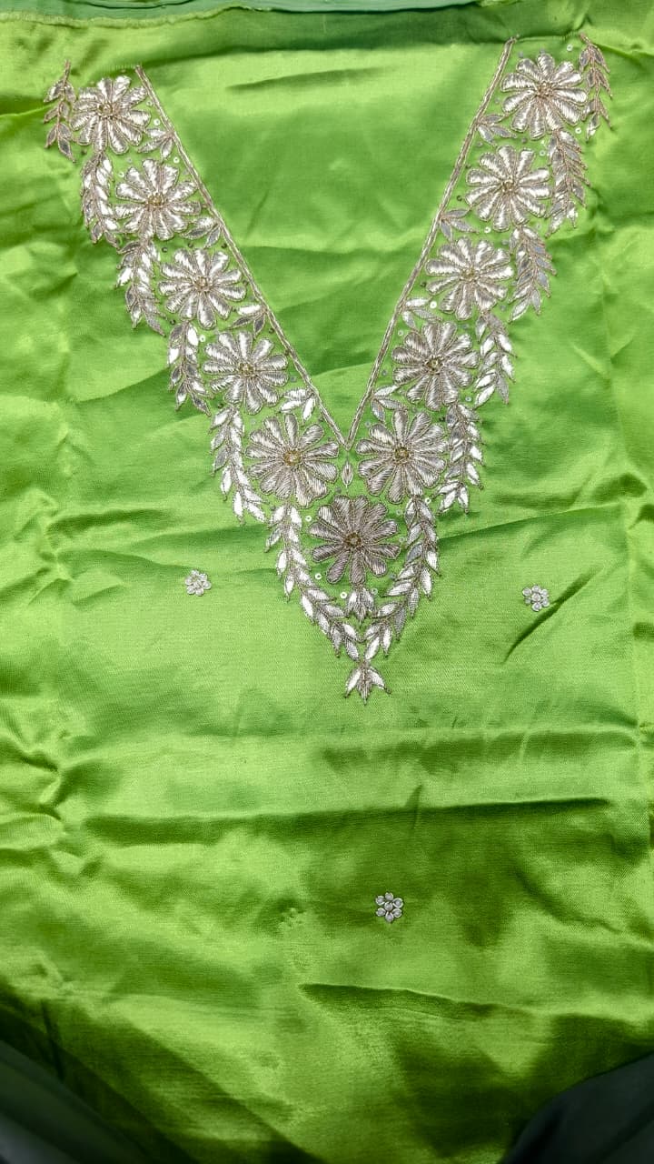 Pure Mashru Gaji Silk Hand Worked Kurti Fabric