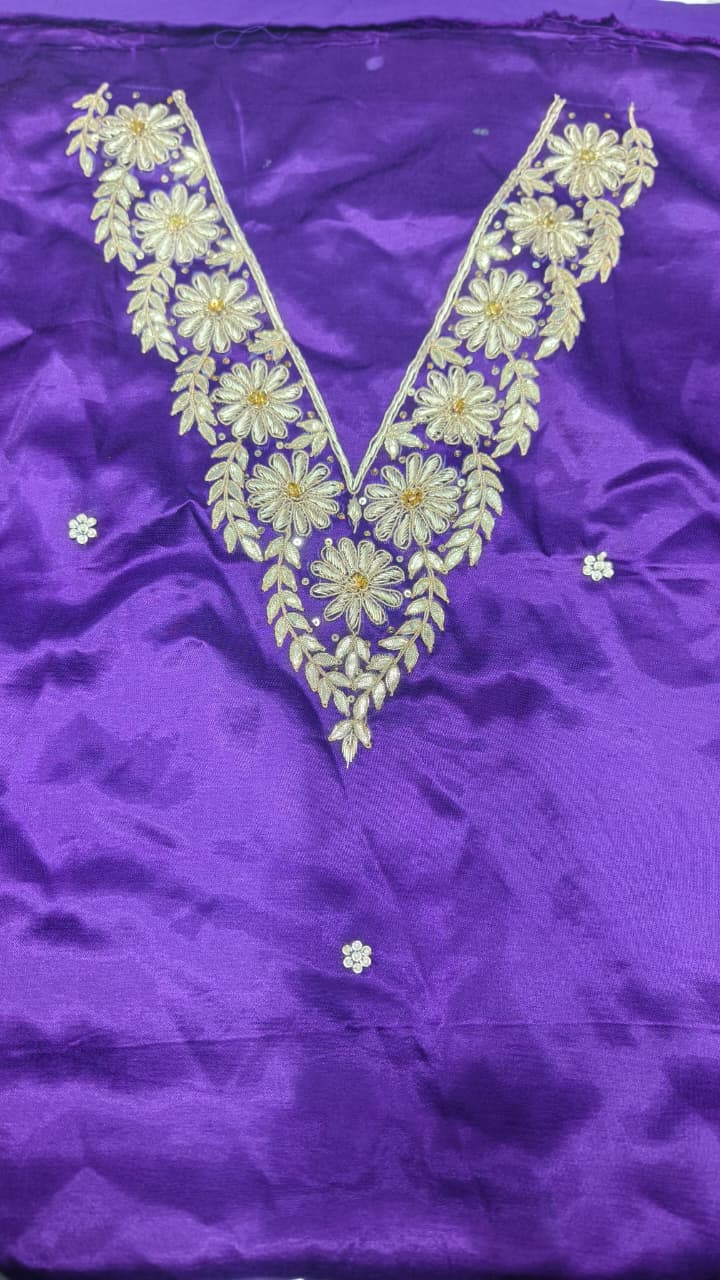 Pure Mashru Gaji Silk Hand Worked Kurti Fabric