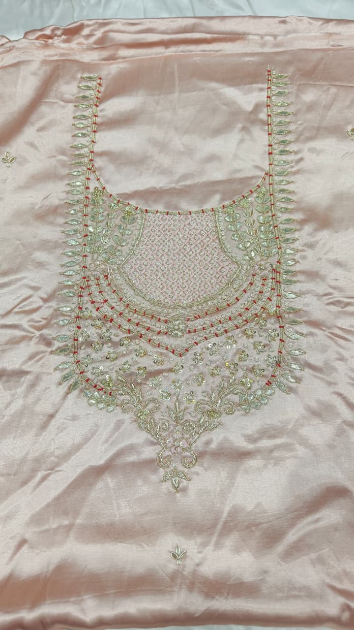 Pure Mashru Gaji Silk Hand Worked Kurti Fabric